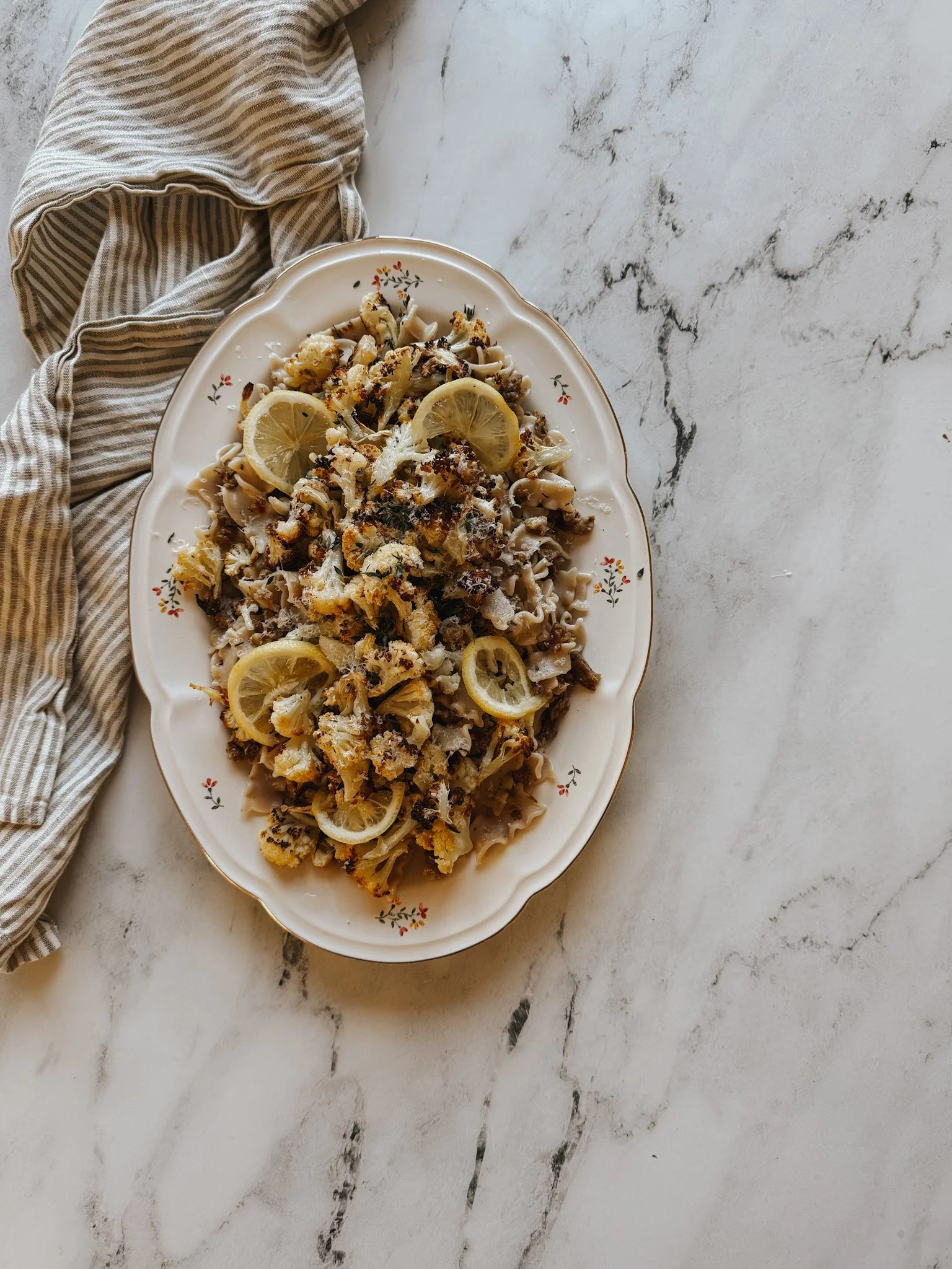Sausage &amp; Roasted Cauliflower with Lemony Pasta