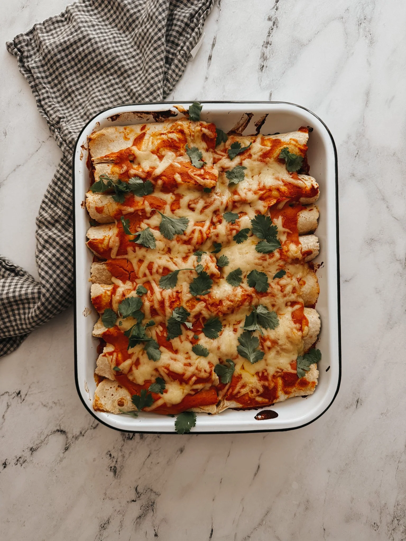 Chicken &amp; Black Bean Enchiladas with Creamy Pumpkin Sauce