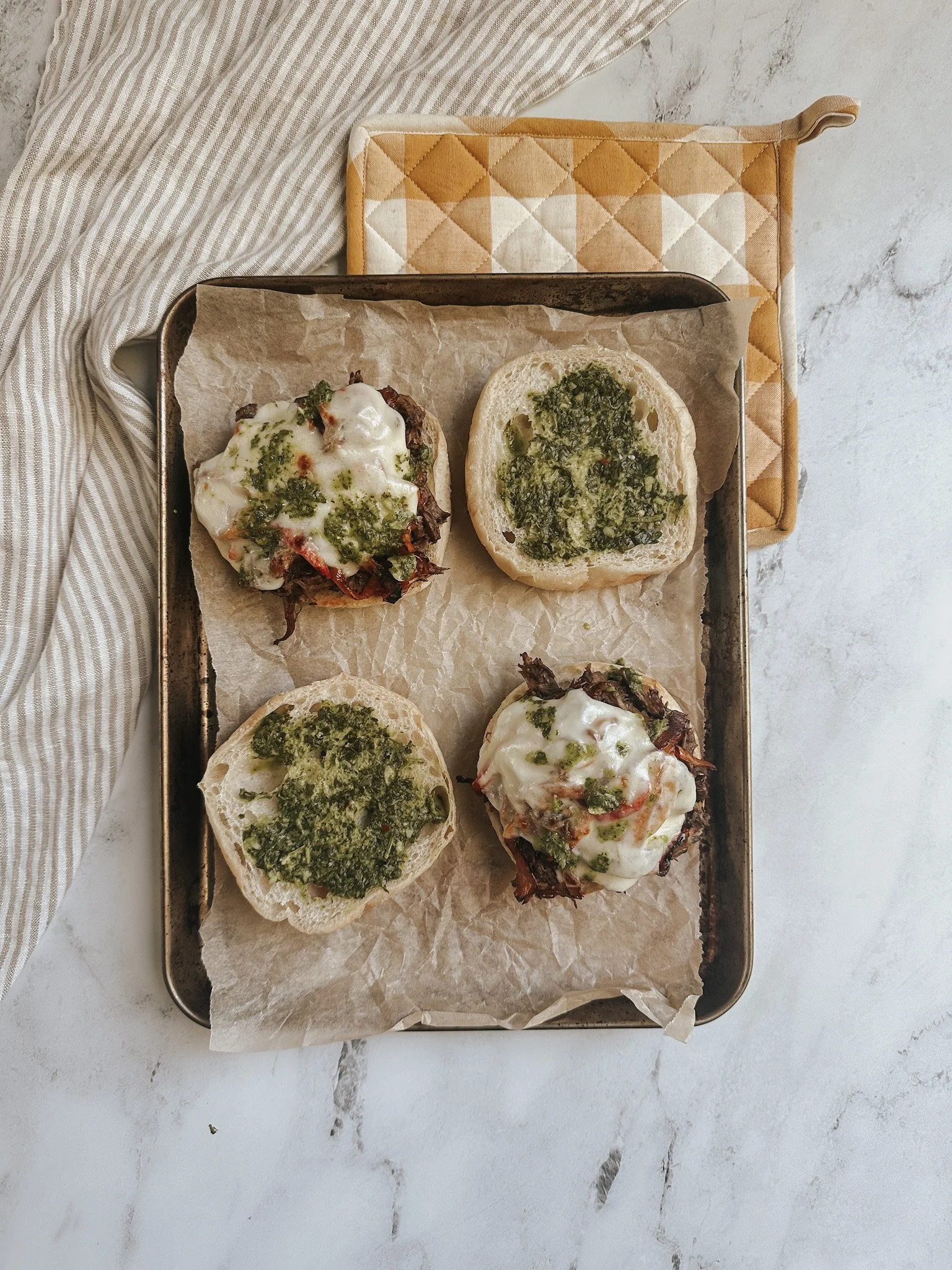 Pulled Beef Sandwiches with Peppers &amp; Chimichurri