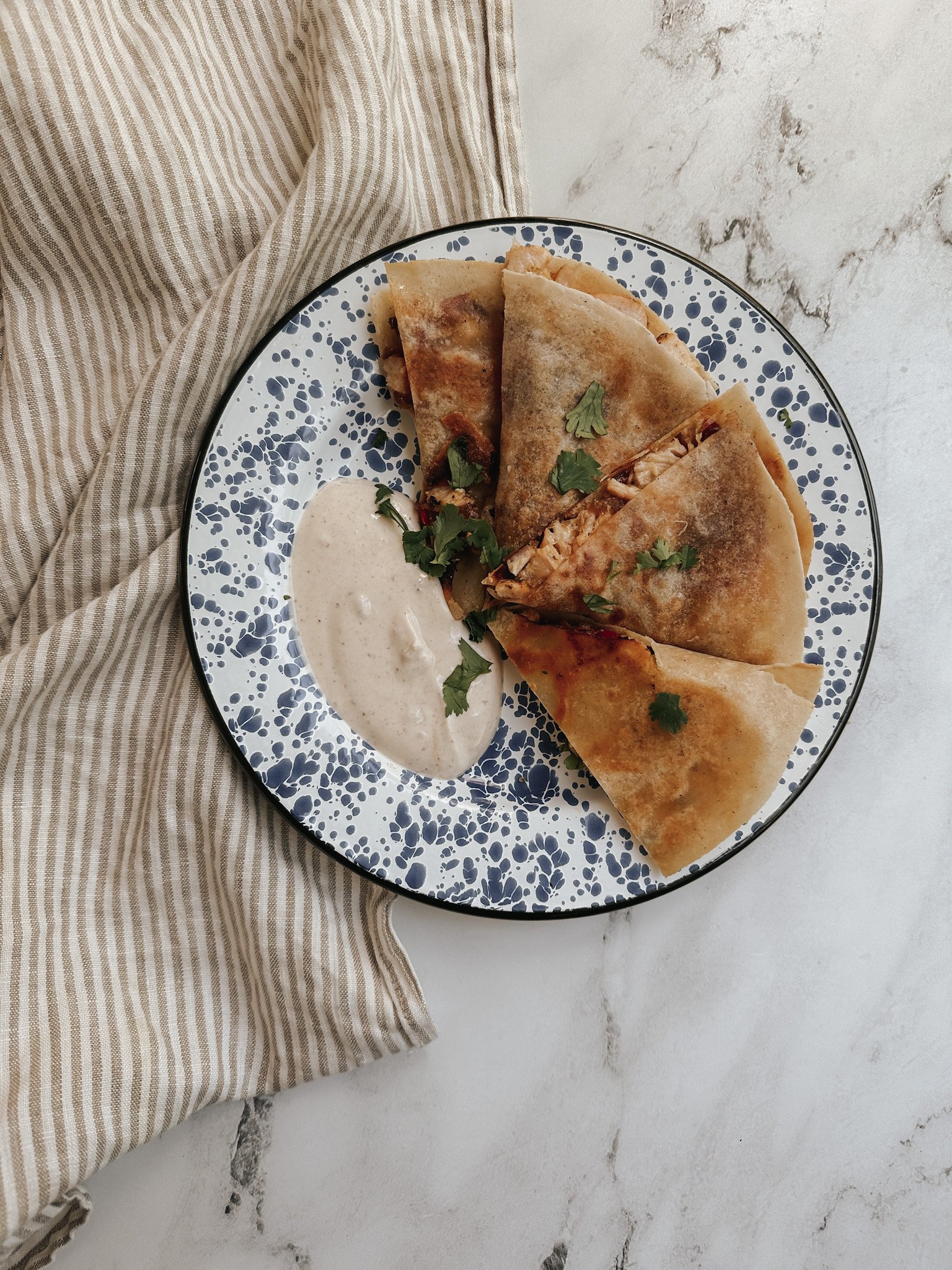 Chicken Quesadilla with Honey Lime Chipotle Sauce