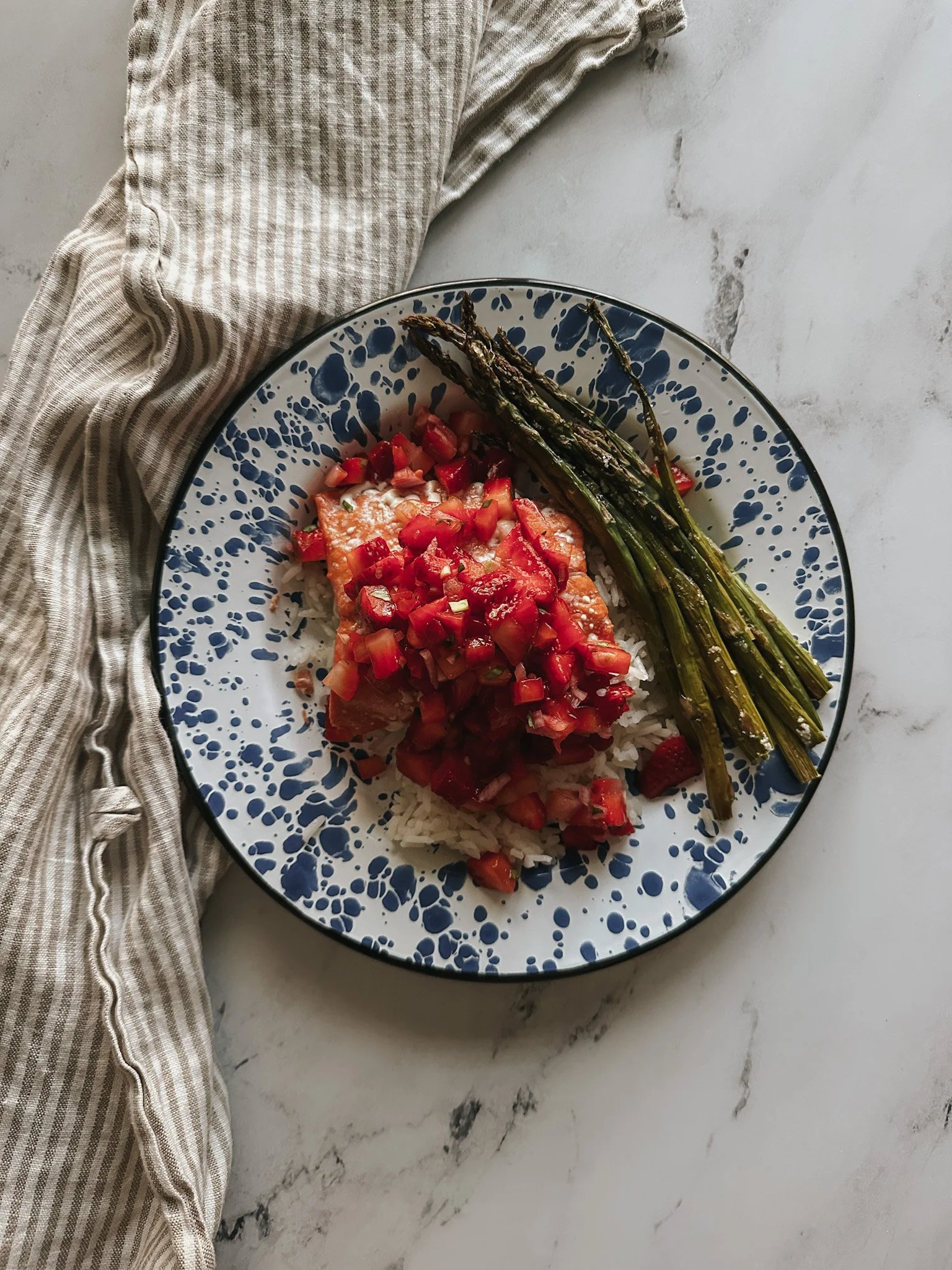 Roasted Salmon &amp; Asparagus with Strawberry Relish