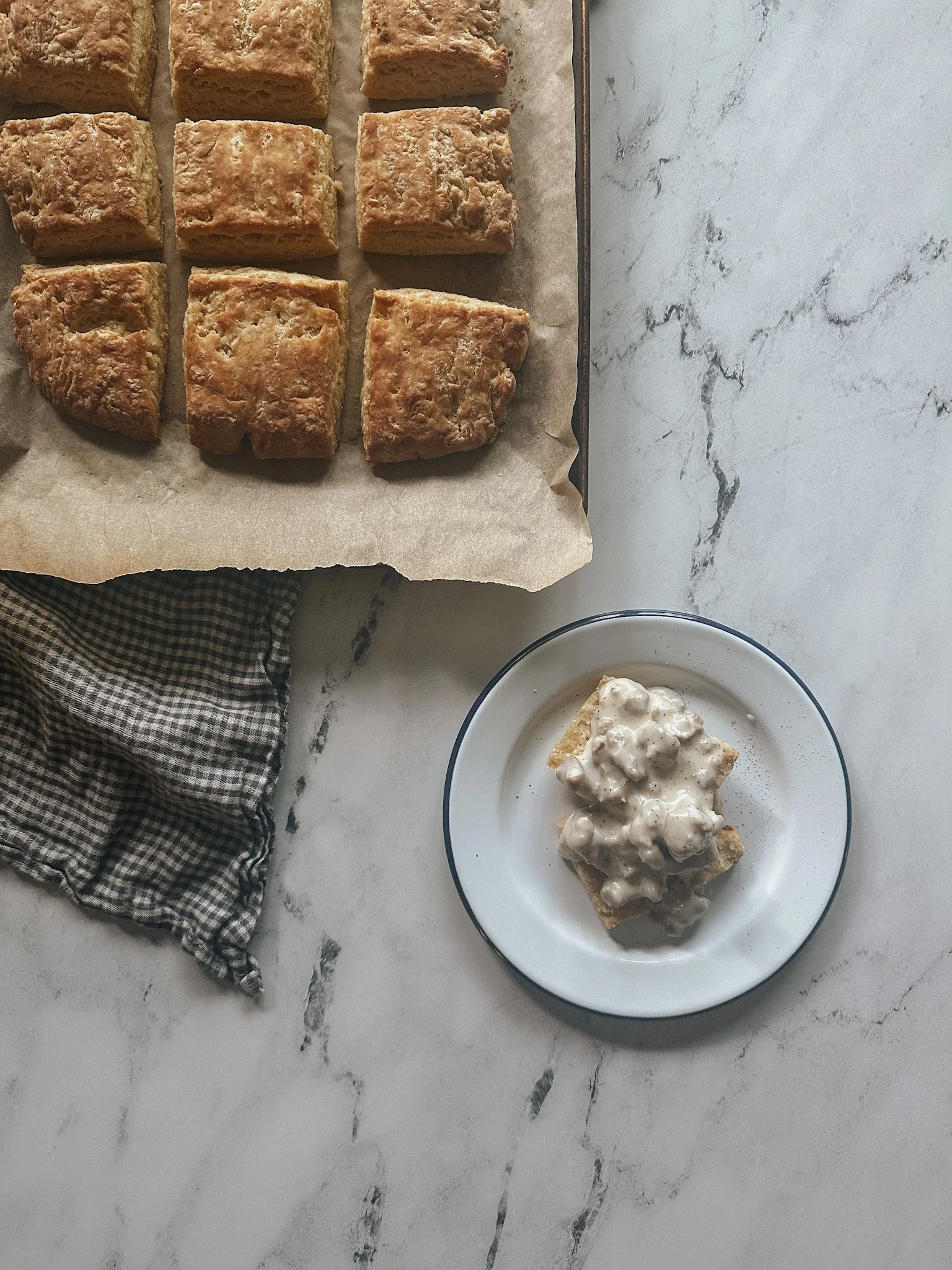 Yogurt Biscuits with Black Pepper Gravy