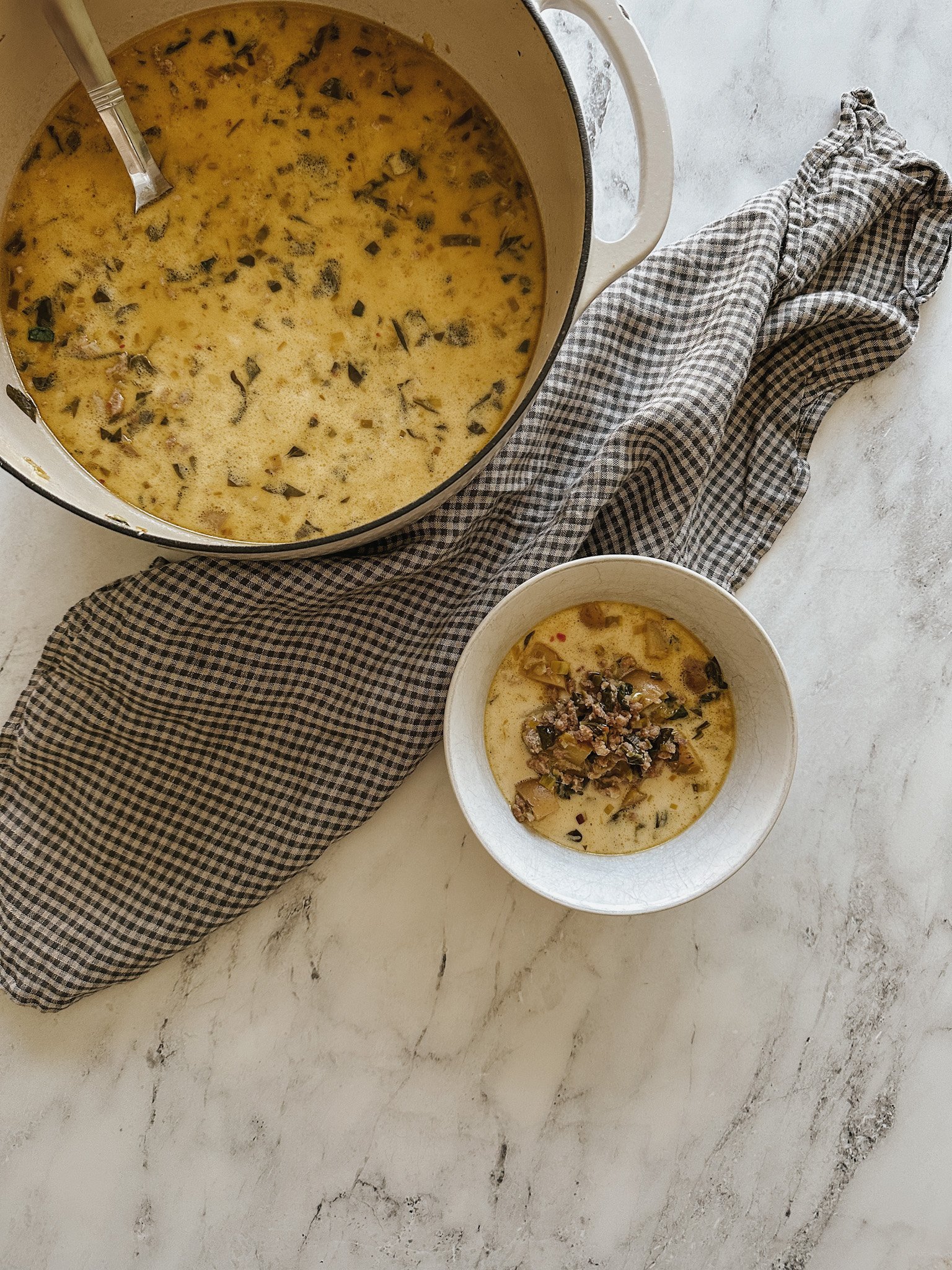 Creamy Leek, Potato, &amp; Sausage Soup