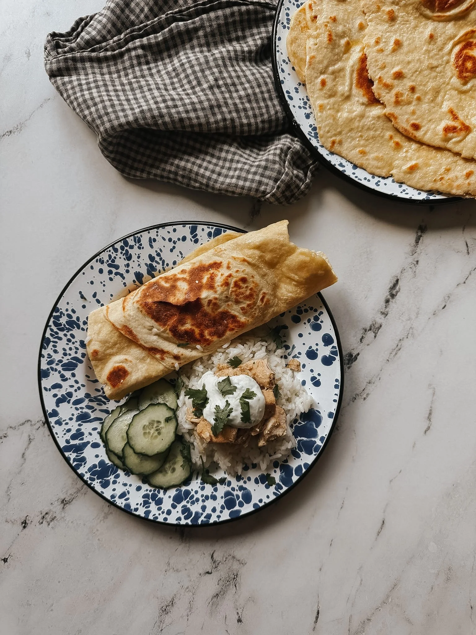 Slow Cooker Chicken Gyros with Cucumber Dill Salad &amp; Tzatziki