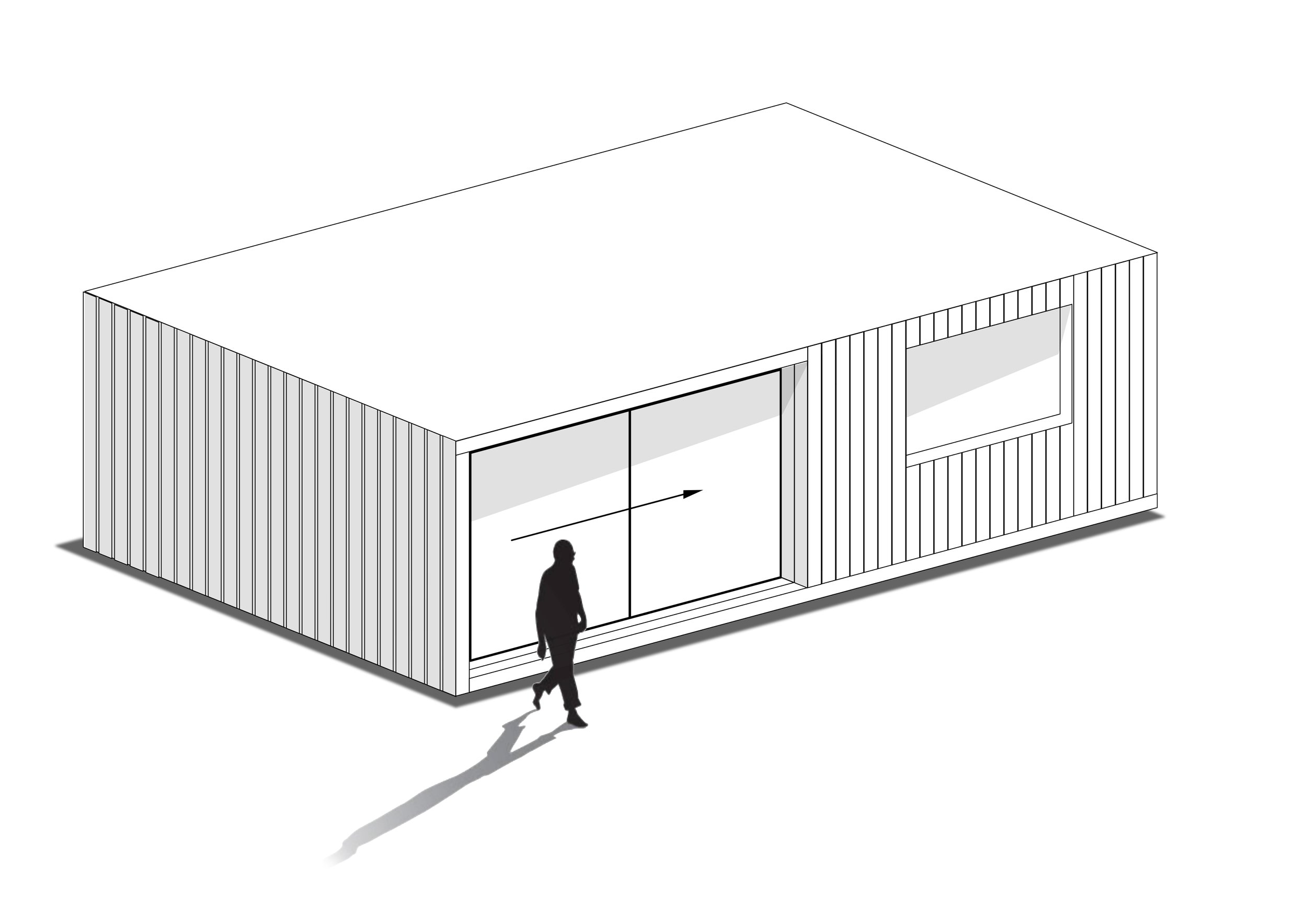 Illustration of the META garden room, a large garden room designed as a statement outdoor space
