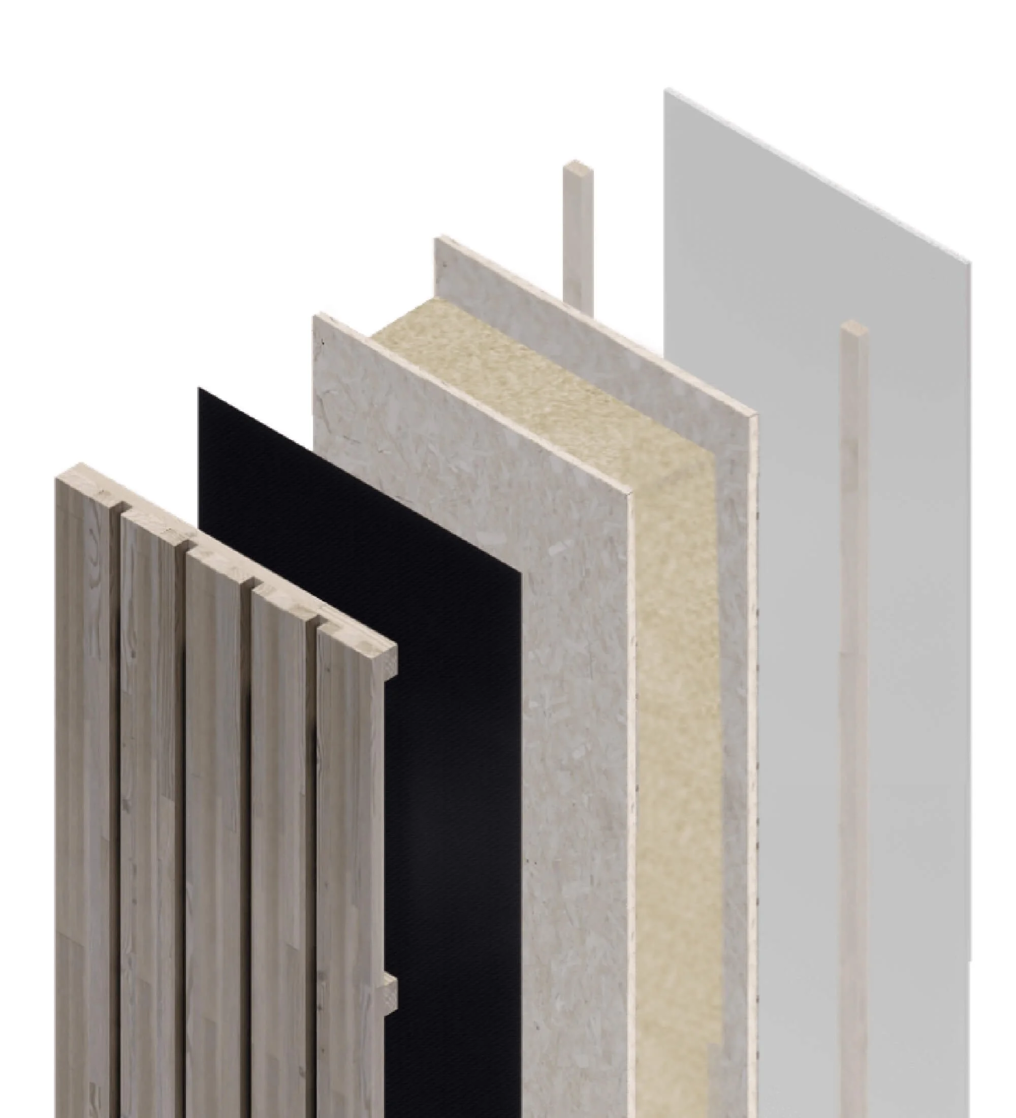 SIPs panel build-up showing the layered construction used in our insulated garden rooms