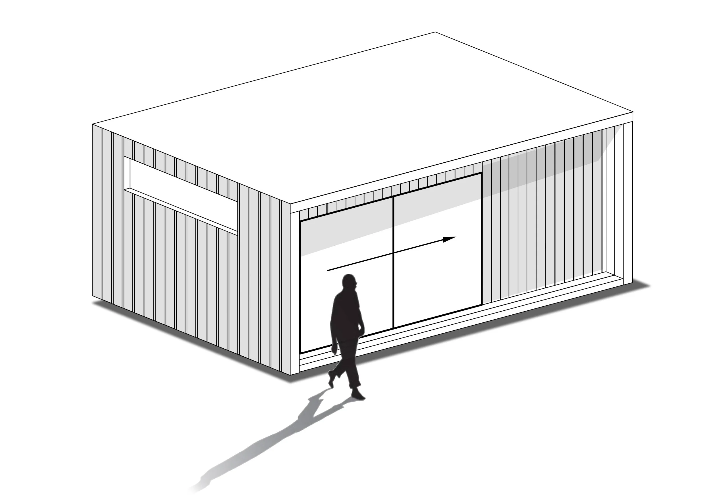 Illustration of the FORZA garden room, a mid-size garden room suitable for a garden office or multi-use space