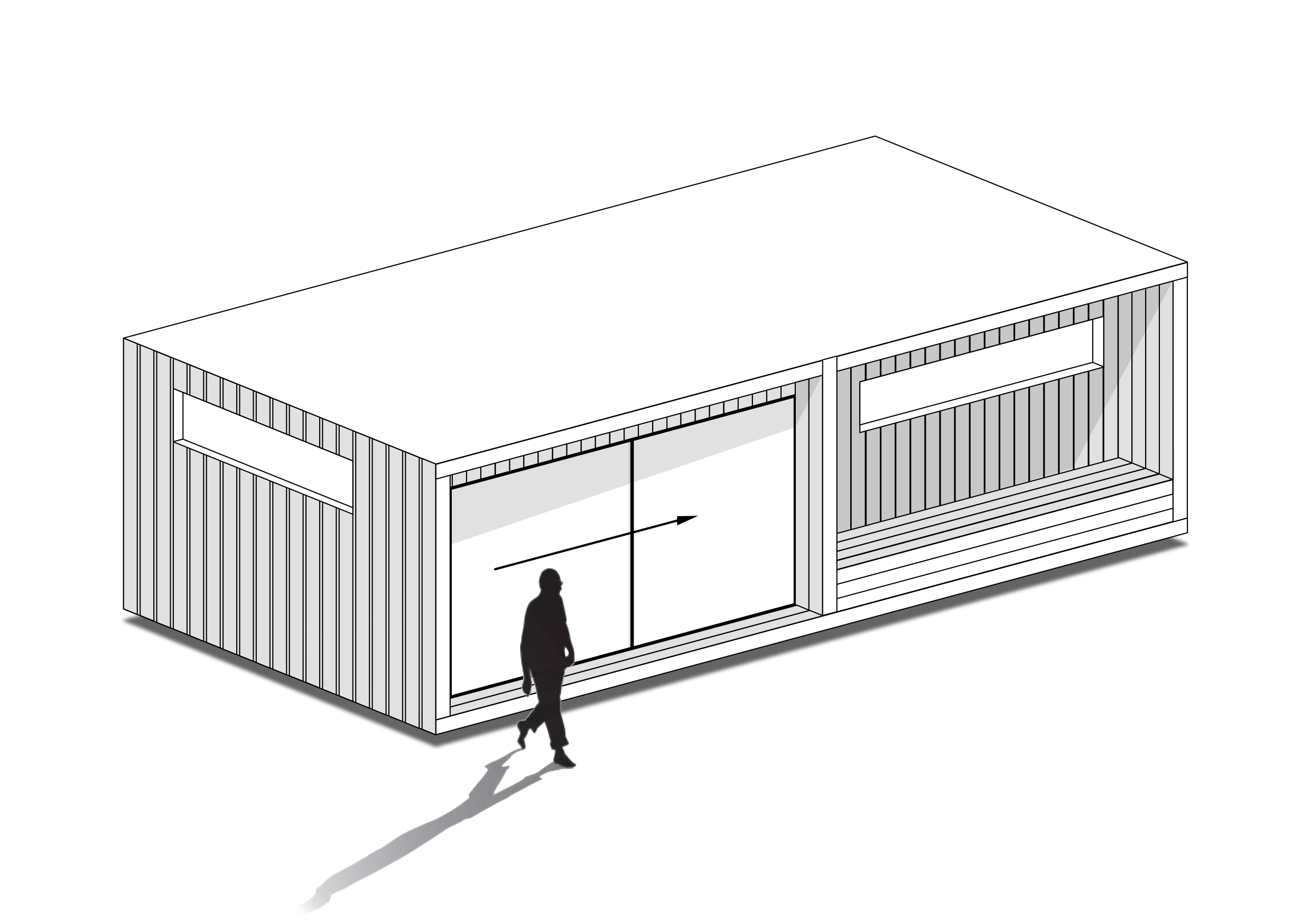 Illustration of a bespoke garden room, designed to fit an awkward garden space or custom layout requirements