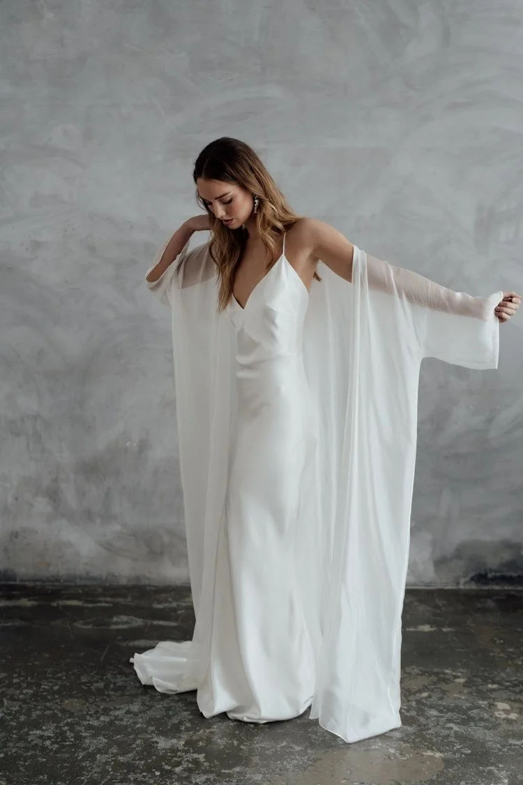 Rolling In Roses sustainable kimono robe, wedding dress cover up  Rolling  In Roses - modern, sustainable wedding dresses.