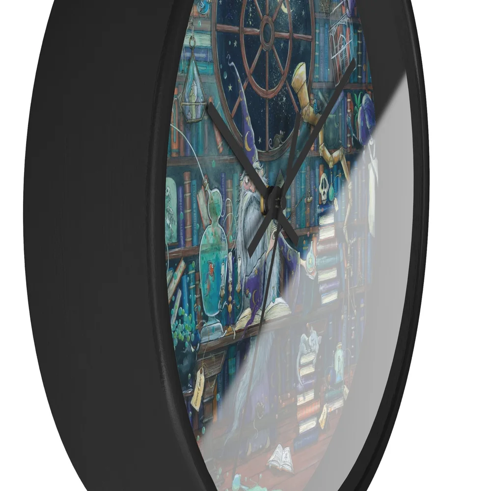 Wizard Wall Clock - Magical Laboratory and Library — Zoe Sadler