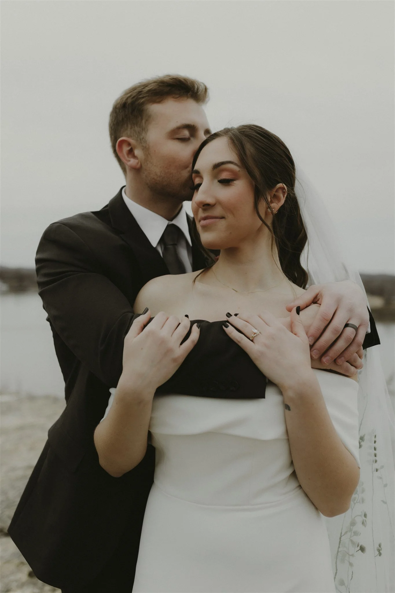Intimate wedding at Hermann Hills Weddings | Photo of bride and groom on overcast day | Liv Strange Photography | Columbia, MO Based Wedding & Elopement Photographer