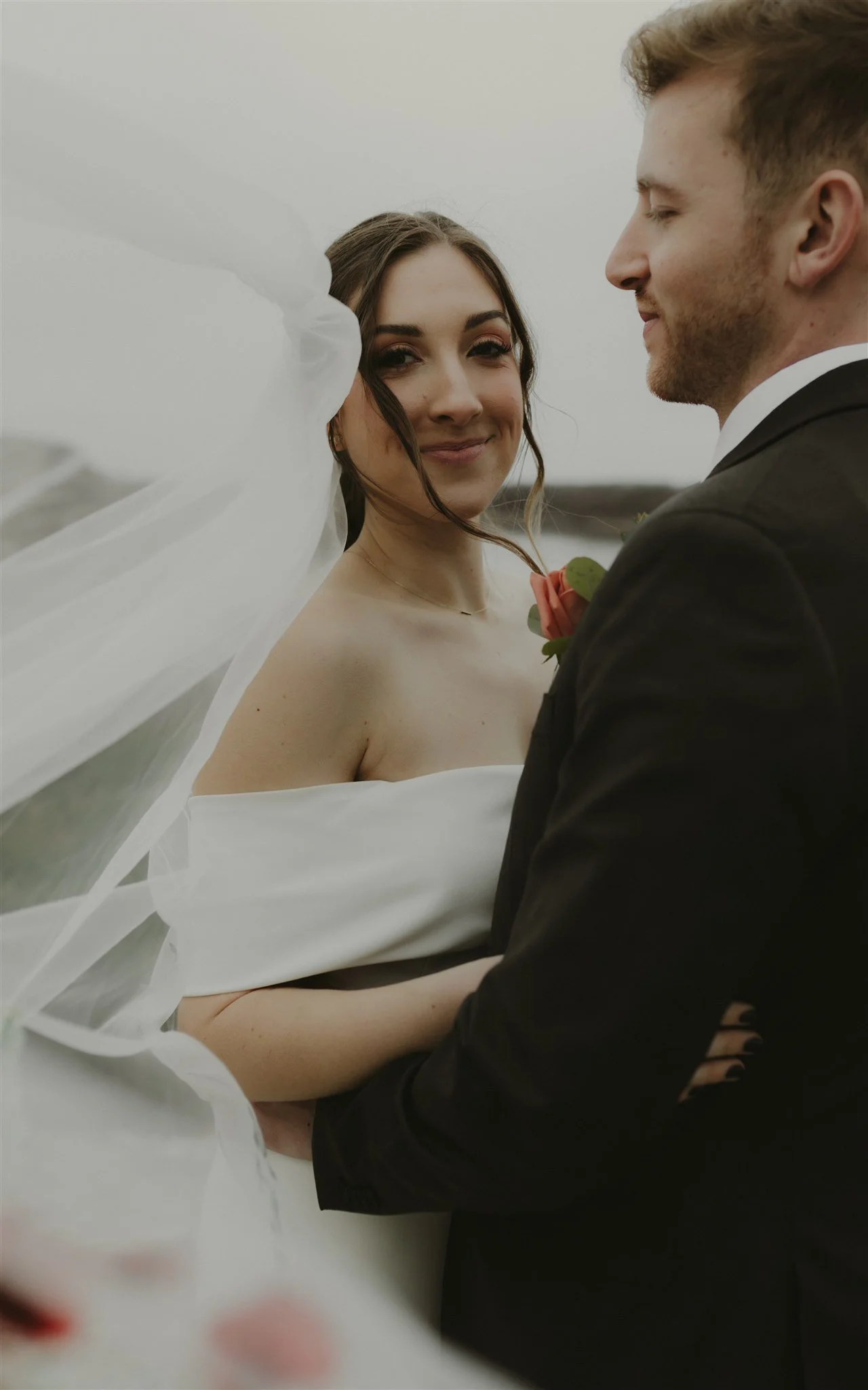 Intimate wedding at Hermann Hills Weddings | Photo of bride and groom on overcast day | Liv Strange Photography | Columbia, MO Based Wedding & Elopement Photographer