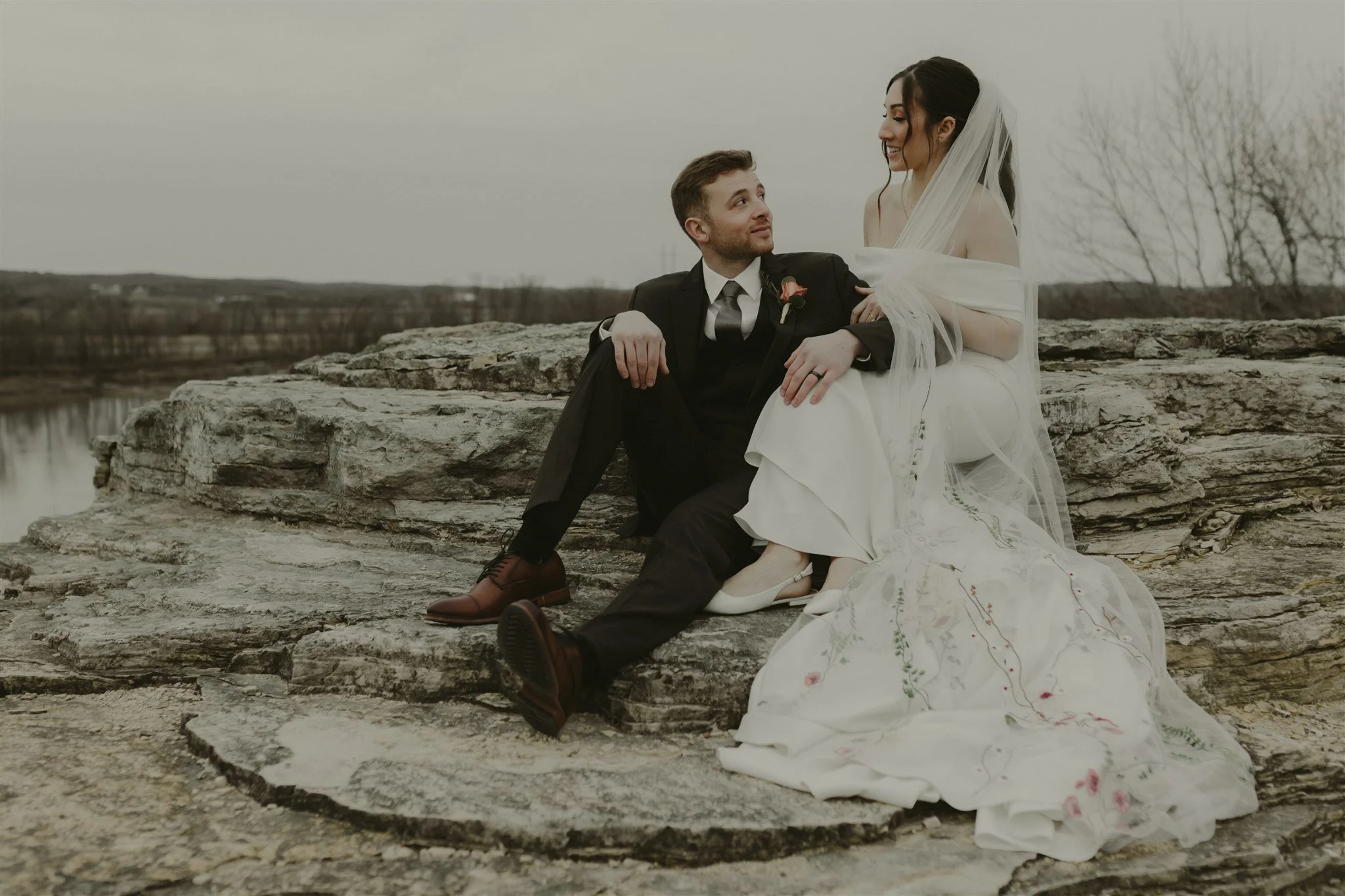 Intimate wedding at Hermann Hills Weddings | Photo of bride and groom on overcast day | Liv Strange Photography | Columbia, MO Based Wedding & Elopement Photographer