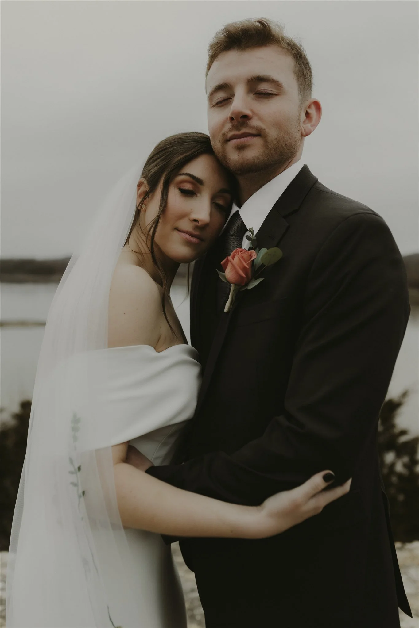 Intimate wedding at Hermann Hills Weddings | Photo of bride and groom on overcast day | Liv Strange Photography | Columbia, MO Based Wedding & Elopement Photographer