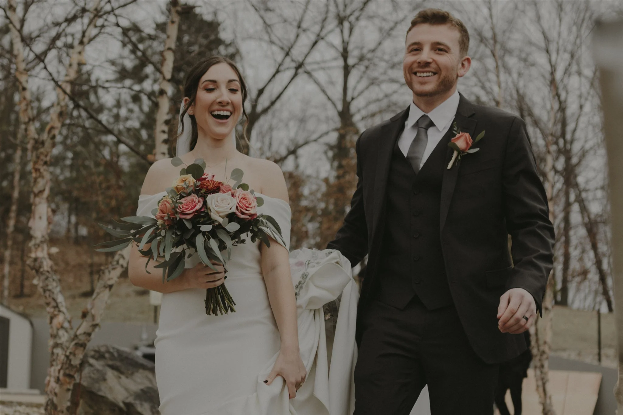 Intimate wedding at Hermann Hills Weddings | Photo of bride and groom on overcast day | Liv Strange Photography | Columbia, MO Based Wedding & Elopement Photographer
