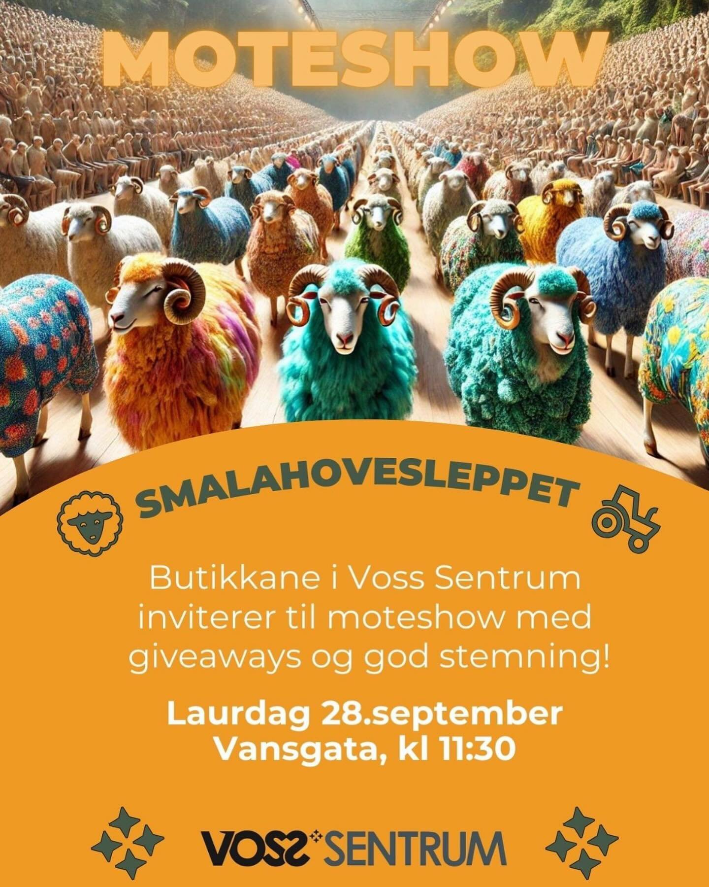 💫🎀🎉🐑Velkomen til Moteshow laurdag 28.september kl 11:30!🐑🎀🎉💫

I &aring;r syner butikkane i Voss Sentrum haustmote f&aring;r scena midt i Vangsgata! Det vert annonsert s&aelig;reigne tilbod for Smalahovesleppet og ikkje minst gjentek me den po