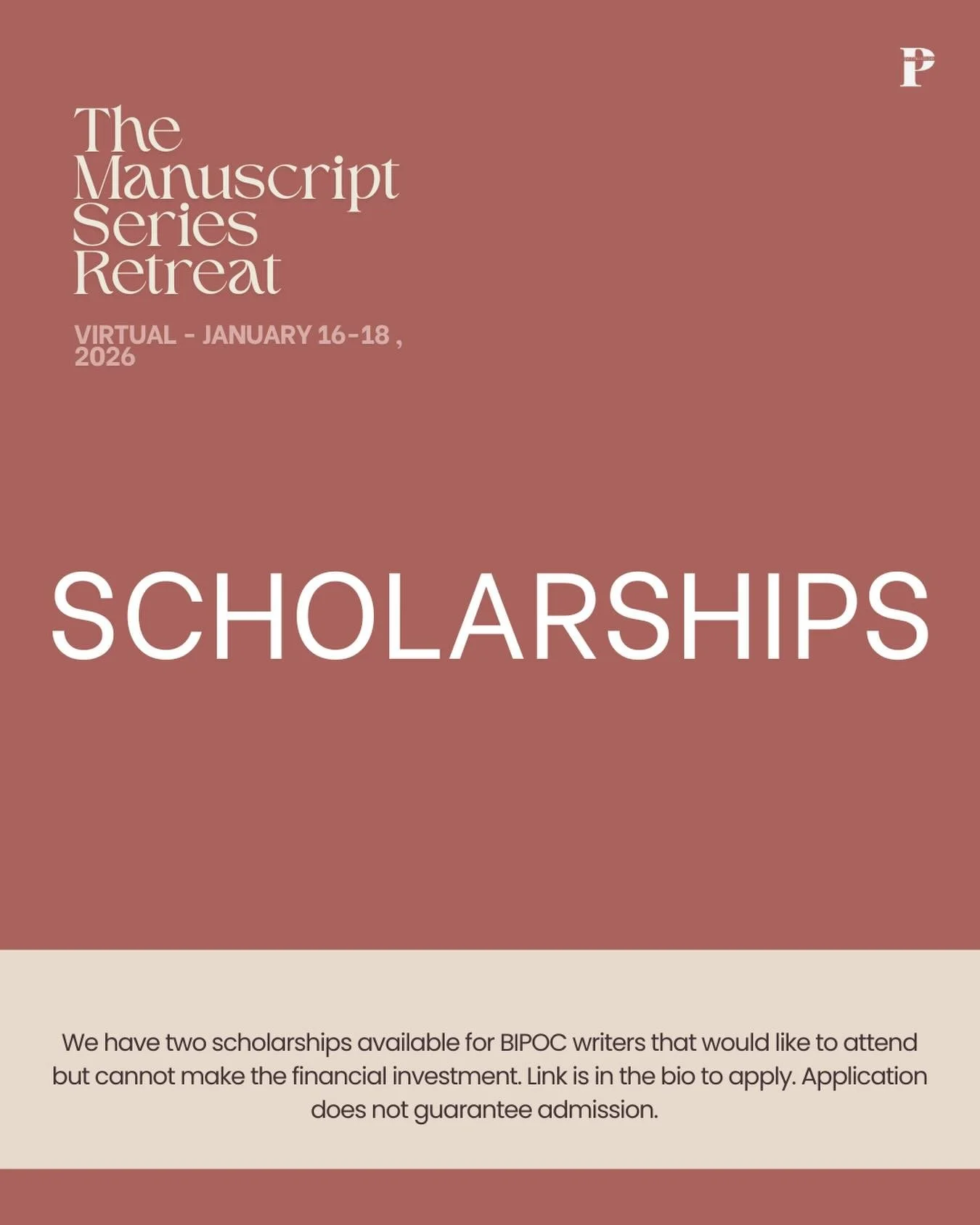 We were hard at work to secure some spots for writers who may want to attend but cannot make the financial investment. EVERY PTW program has at least one scholarship because for us it&rsquo;s not about a grift. It&rsquo;s about supporting a community