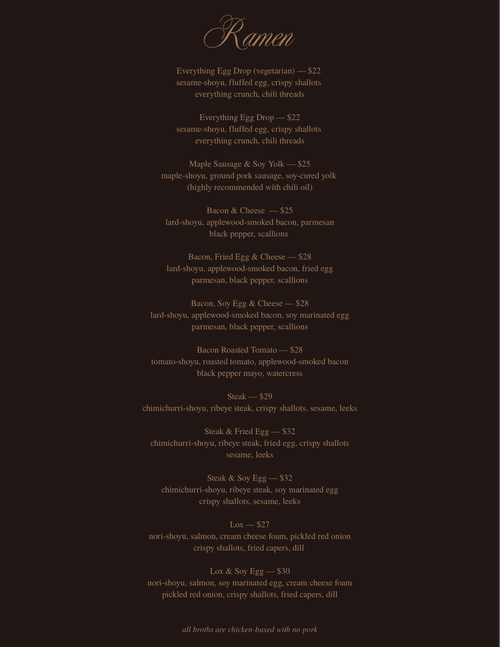 Menu — Ramen by Ra