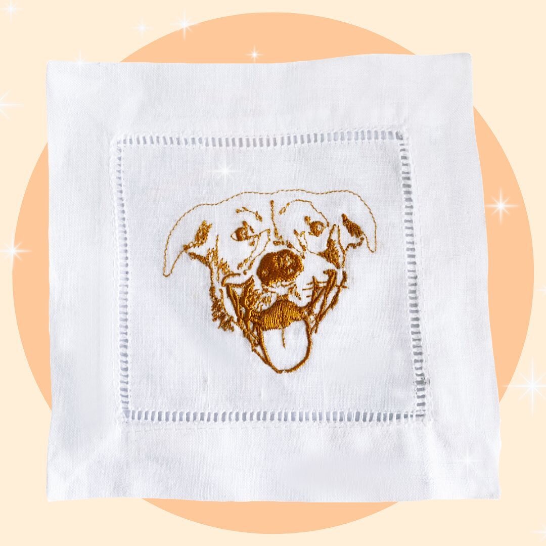 ✨NEW✨ Pet merch cocktail napkins 🍸

The perfect way to show off your favorite pet (or pets!) and entertain in style. Each set of four napkins feature your pets portrait on top in a variety of different complimentary thread colors. They&rsquo;re ador