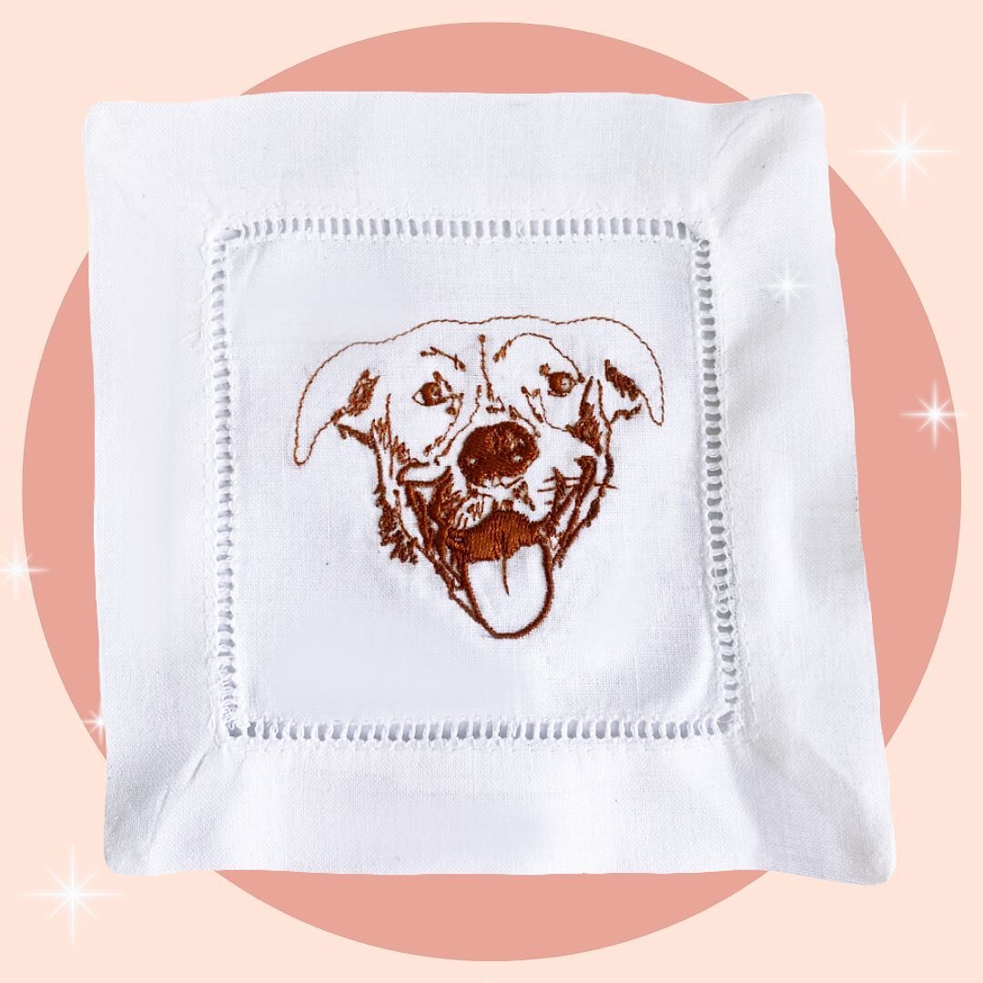 ✨NEW✨ Pet merch cocktail napkins 🍸

The perfect way to show off your favorite pet (or pets!) and entertain in style. Each set of four napkins feature your pets portrait on top in a variety of different complimentary thread colors. They&rsquo;re ador