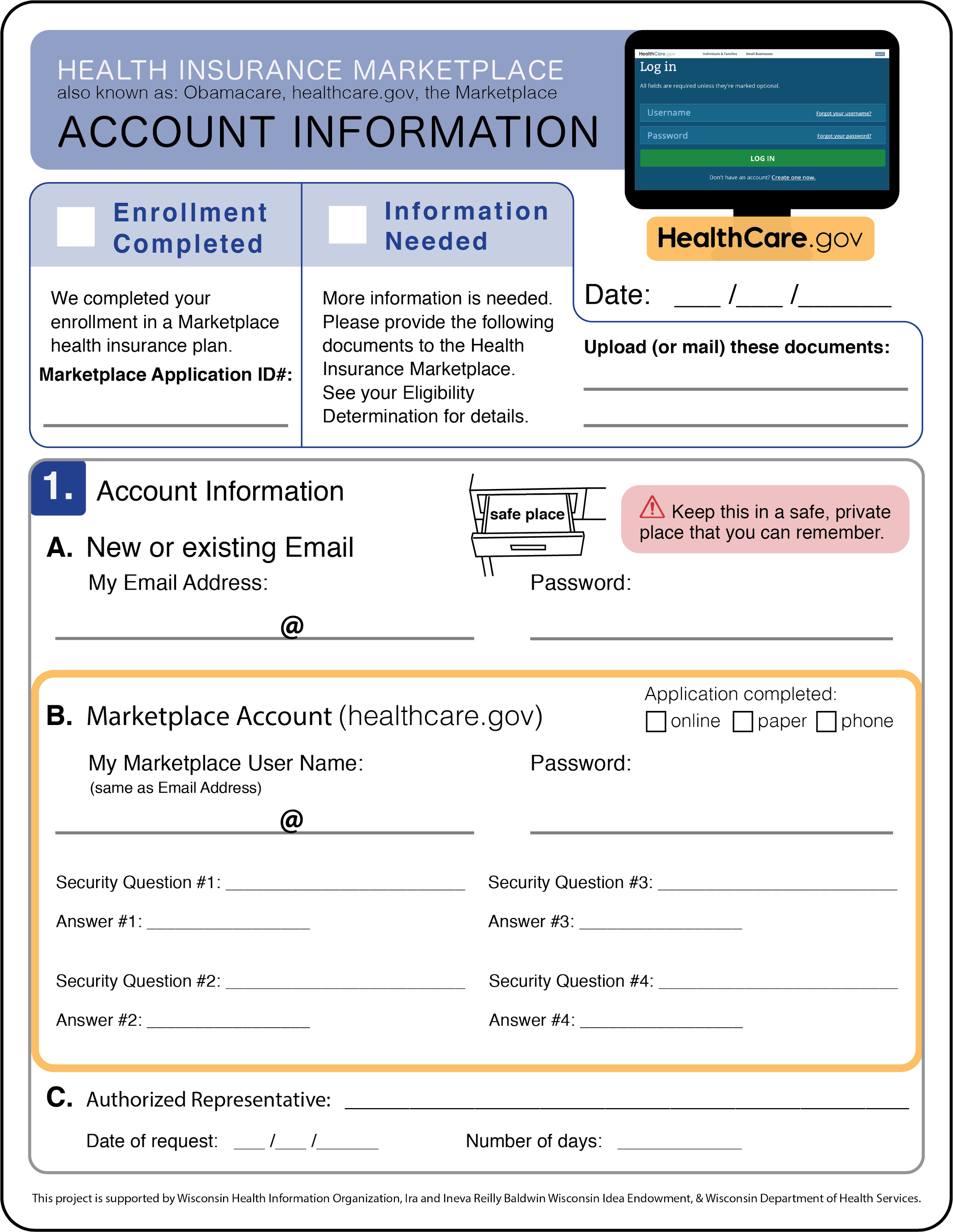 HealthCare.gov Account Information