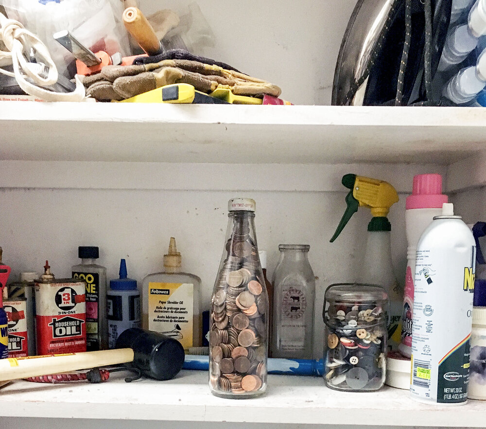 Ray Johnson, Heinz bottle of pennies, date unknown