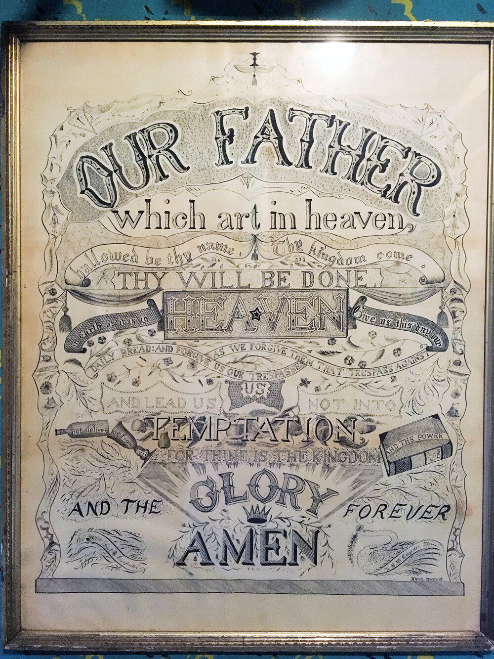 Early Masonic Calligraphy Broadside (part of Brian's collection in his painted room)