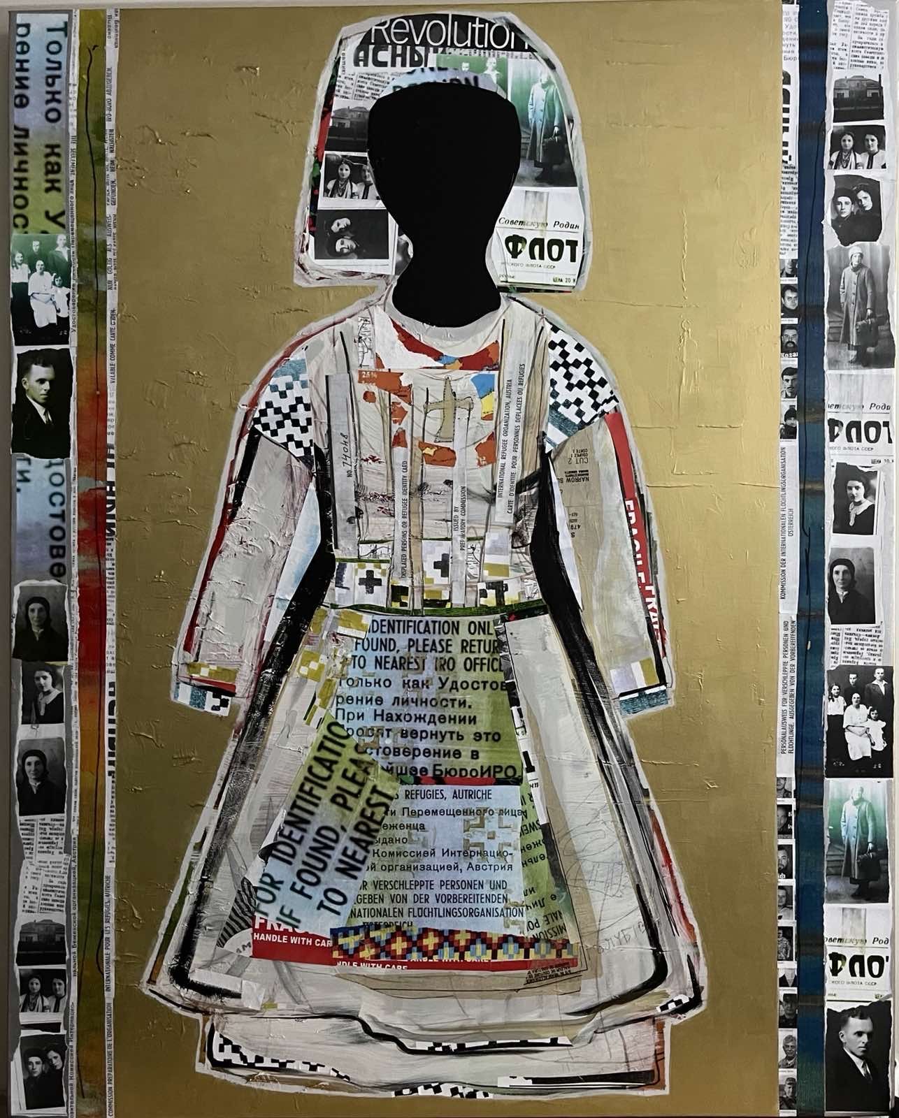 Female Icon with Black Face, 2022
Acrylic Collage on Canvas
50 x 40 inches (127 x 101 cm)