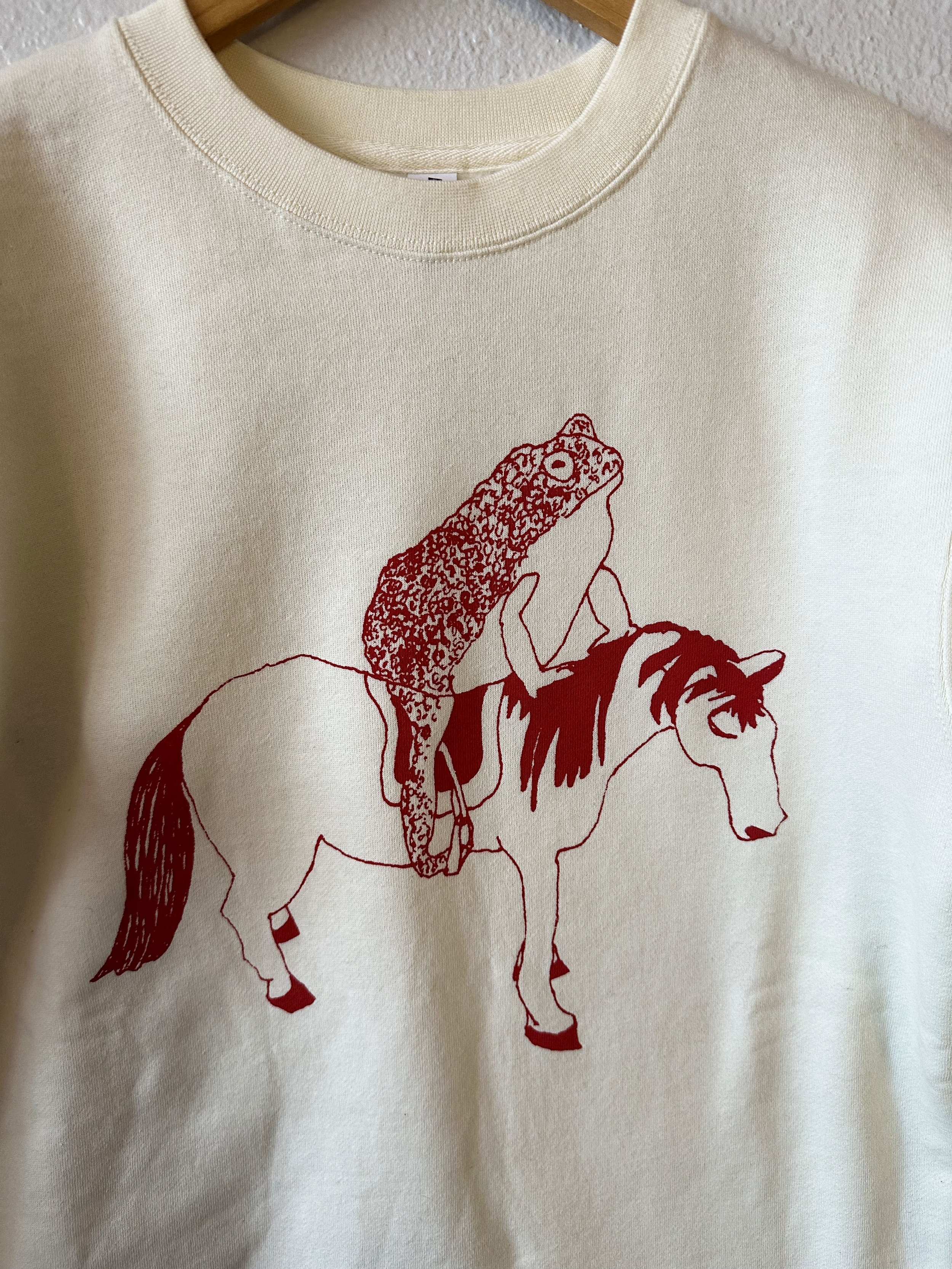 Red Toad on Horse Sweatshirt Close Up.jpg
