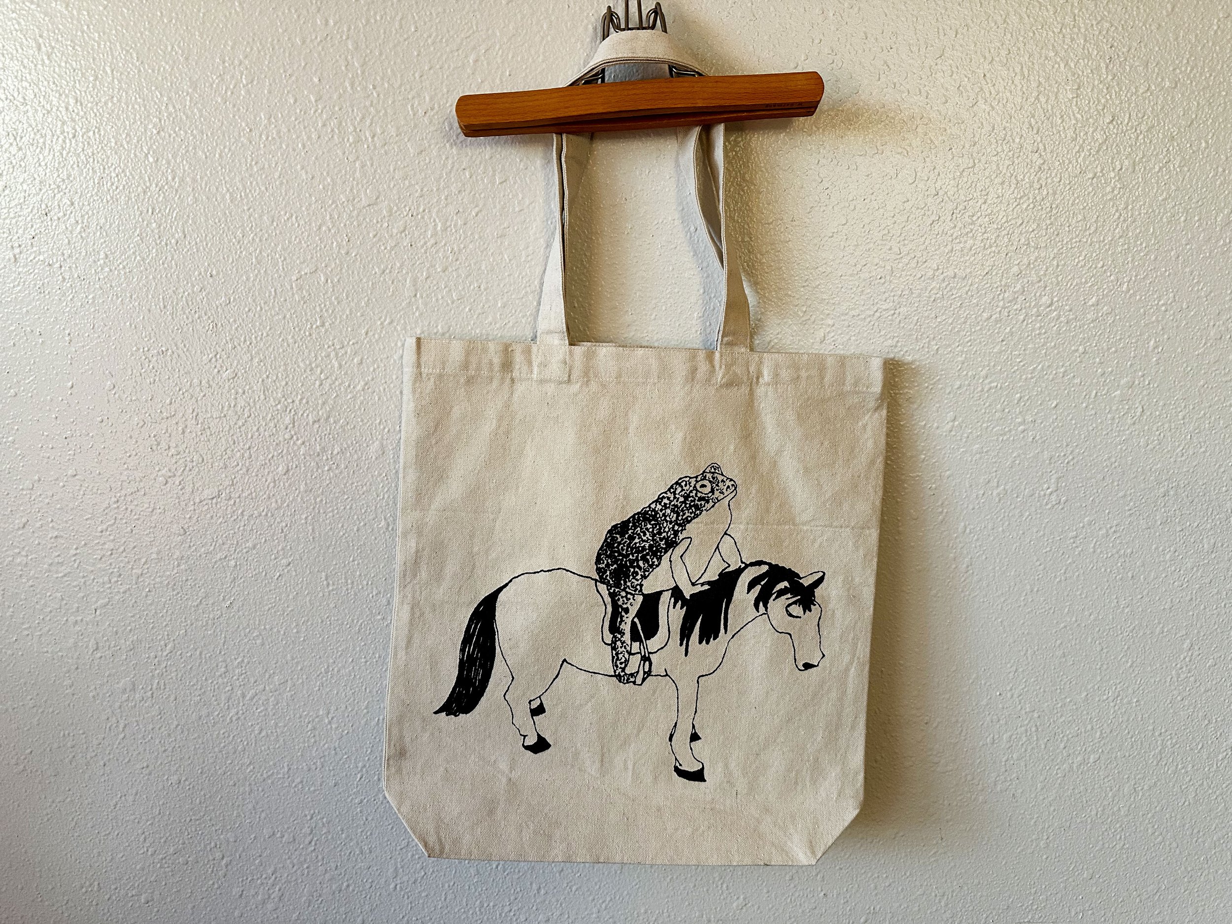 Toad on Horse Tote Bag