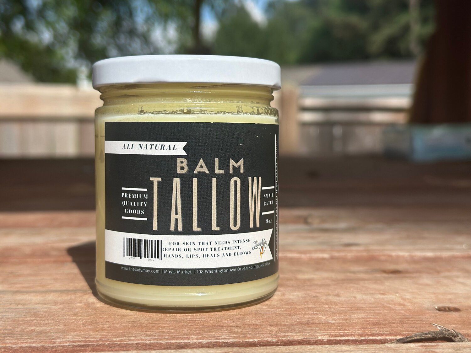 Beef Tallow Balm - 4 oz - Organic Grass Fed - Moisturizing Skin Care Lemon - 4 oz