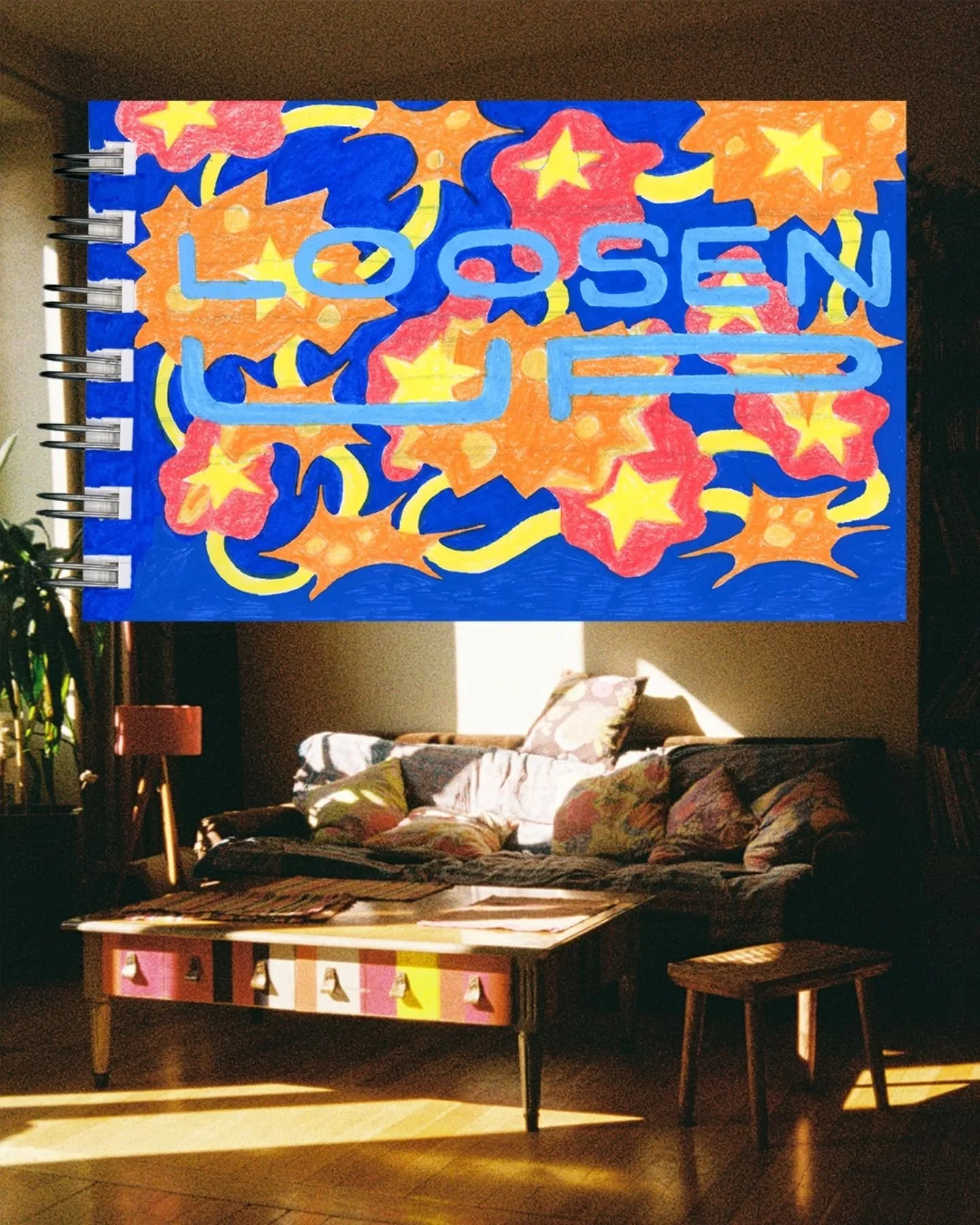 One of my favorite sketchbook pages of 2024 &bull;LOOSEN UP&bull; 💥〽️🌀 

film pic by @ace_nightingale in some air bnb in Grenoble, FR