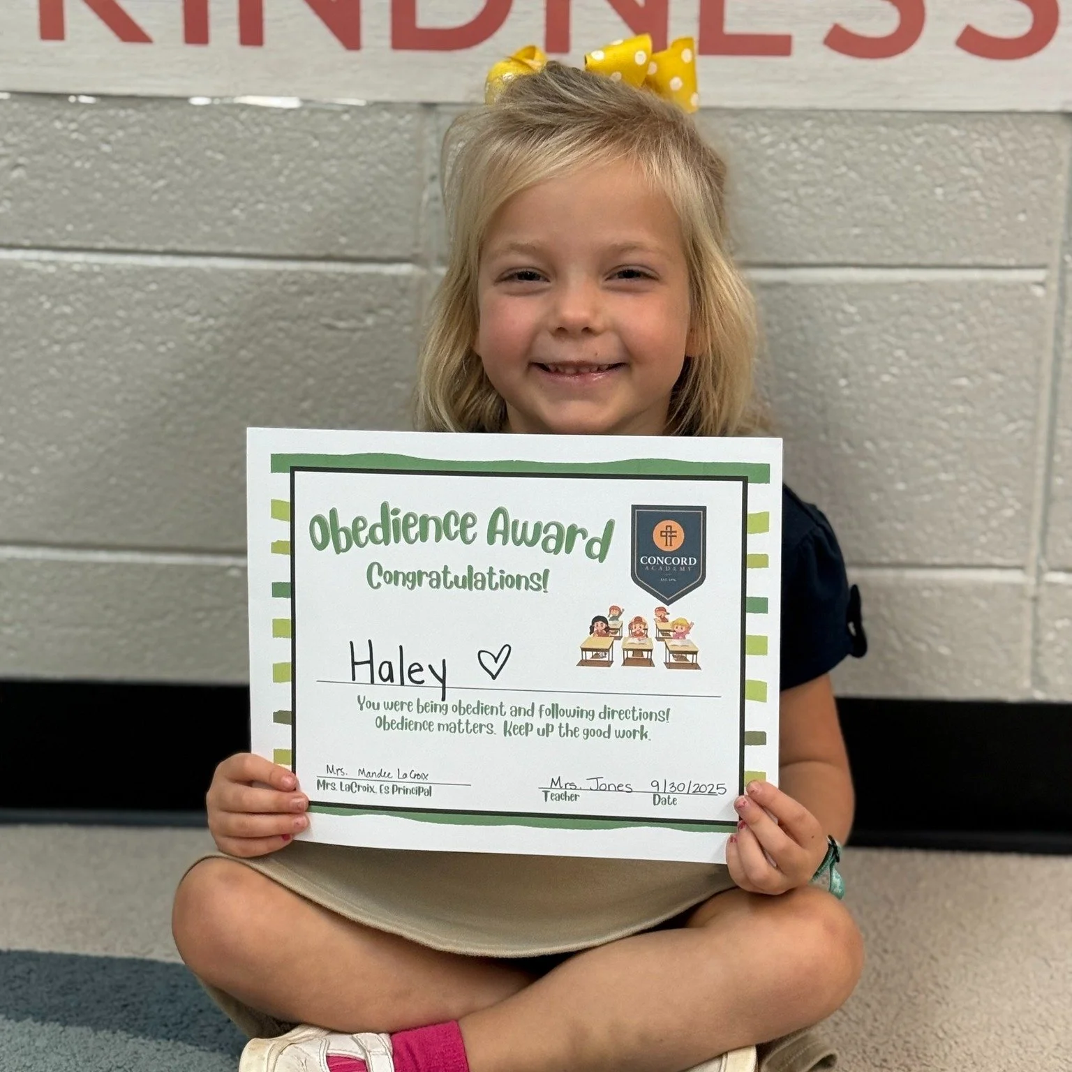 Here are just a few of the Elementary September Obedience Award winners. Congratulations to all of the award recipients! 💛💙 #concordacademync #educatingwithexcellence #lovingJesus #changingtheworld #onestudentatatime