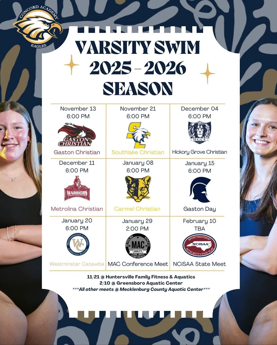 We are excited to announce the kick off for our INAUGURAL Swim Team!!! We have 9 swimmers ready to compete this season! Let&rsquo;s support our boys and girls swimmers as they look to make a SPLASH 🌊 on the @ncisaa 

#CAEaglesSwim #ConcordAcademySwi