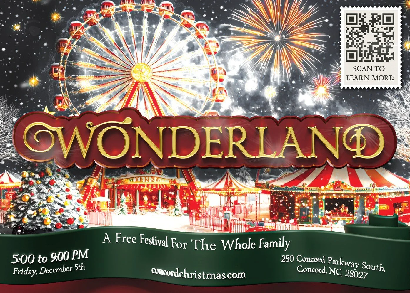 Please join your Concord Academy Family at Wonderland!

🎄A free Christmas Festival! 
🗓 December 5th from 5pm - 9pm
📍Multiply Church Concord
280 Concord Pkwy S Unit 5, Concord, NC 28027

❄ Step into Wonderland, a Christmas experience for the whole 