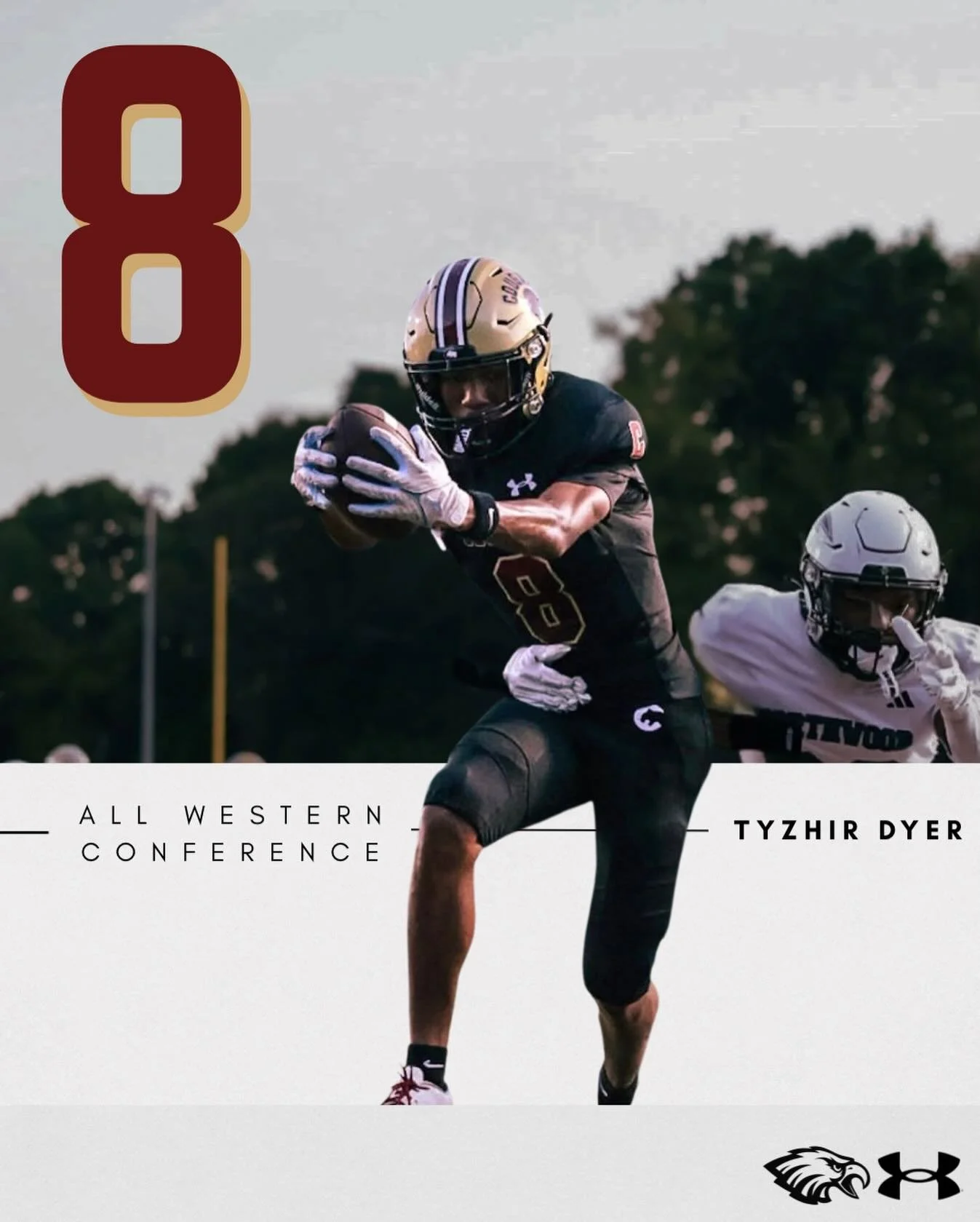 Congratulations to Junior @tyzhir2027 on being voted to the All-Western Conference 2nd Team.

#MACAllConference #AllConferenceFootball #CAEagles #CannonCougars #EaglesFly🦅