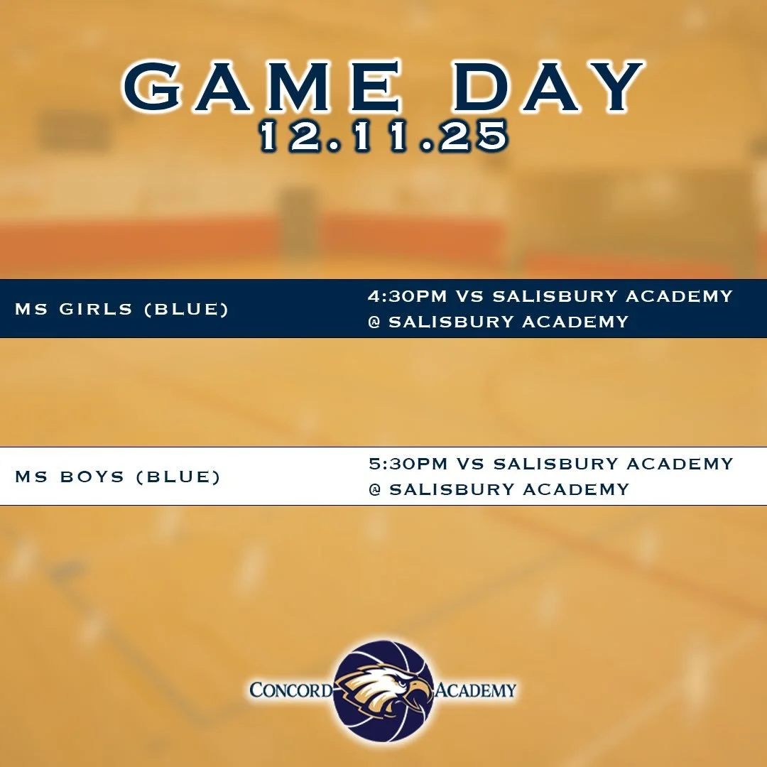#MSGameDay

Today&rsquo;s 🏀 Schedule
4:30pm | MS Girls (Blue) @ Salisbury Academy
5:30pm | MS Boys (Blue) @ Salisbury Academy

#HoopsSeason #CAEagles