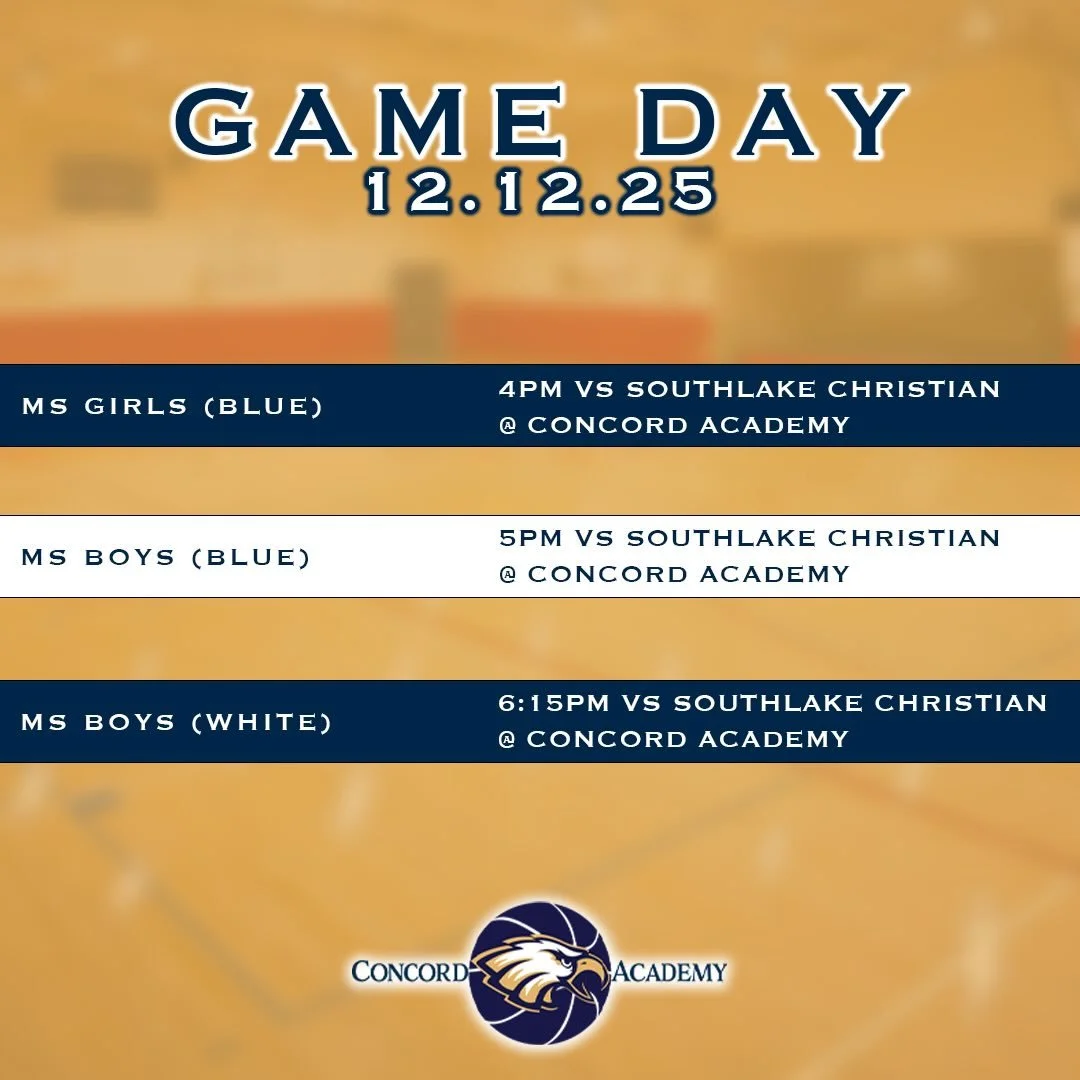 #MSGameDay

Today&rsquo;s 🏀 Schedule
4pm | MS Girls (Blue) vs Southlake Christian
5pm | MS Boys (Blue) vs Southlake Christian
6:15pm | MS Boys (White) vs Southlake Christian

#HoopsSeason #CAEagles
