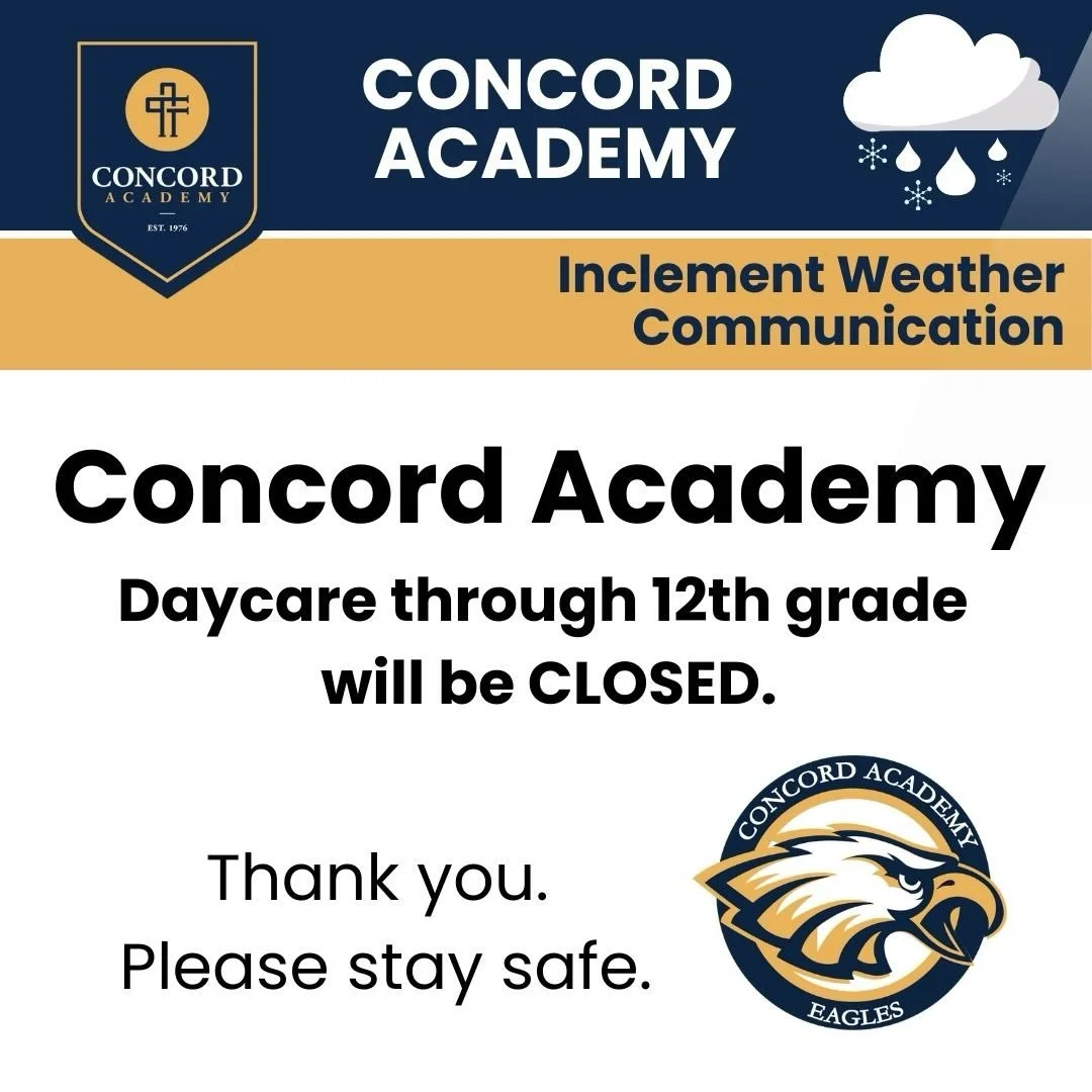 Due to hazardous driving conditions, Concord Academy will be closed on Monday, February 2nd. ❄️❄️❄️
