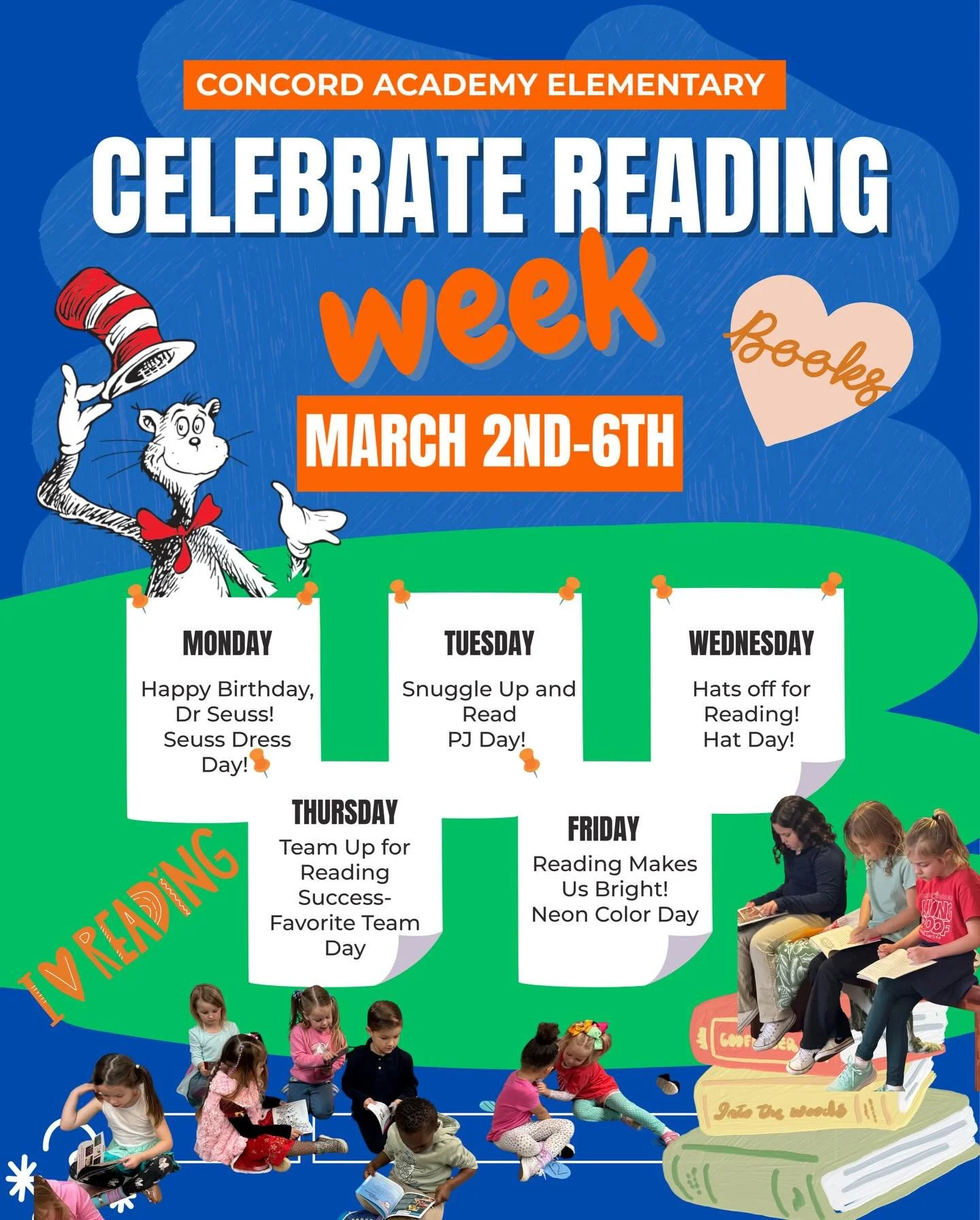 ✨ &ldquo;The more that you read, the more things you will know. The more that you learn, the more places you&rsquo;ll go.&rdquo; &ndash; Dr. Seuss

Next week is Celebrate Reading Week at Concord Academy. Join the fun! 

#concordacademync