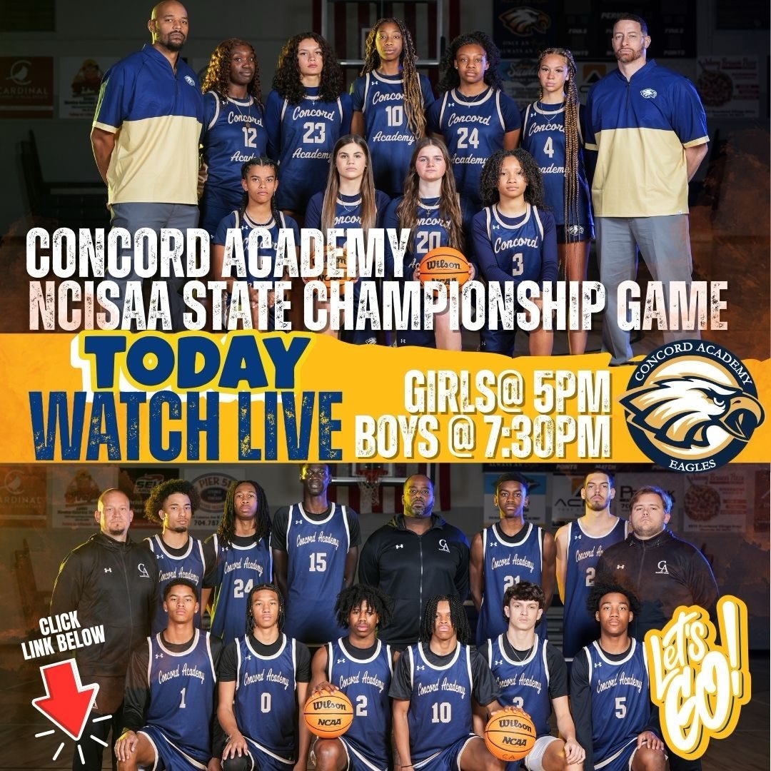 Catch our Eagles in action tonight at the State Championship! 💙🦅

Girls&rsquo; game - 5:00 p.m. 
https://www.youtube.com/live/vrYRlMcQHHY

Boys&rsquo; game - 7:30 p.m. 
https://www.youtube.com/live/K6bfr0D3xPY