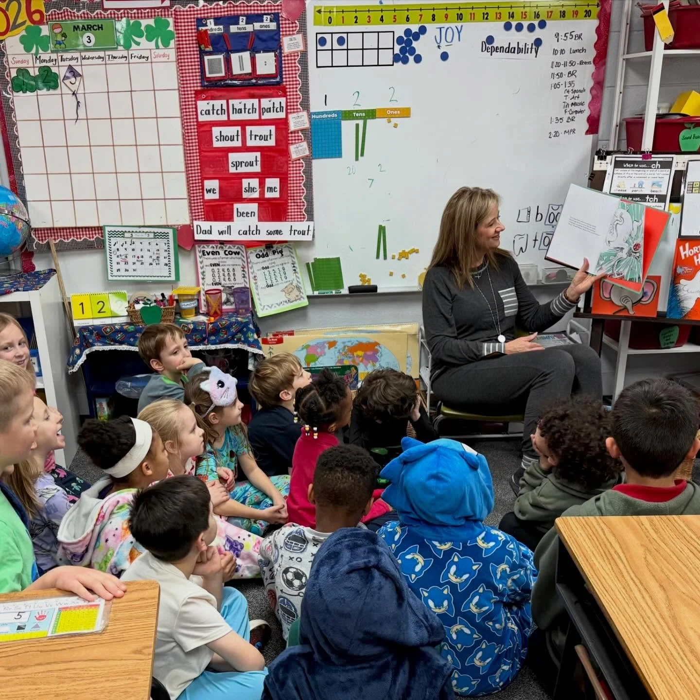 Day Two of Celebrate Reading Week -
Snuggled up and ready to read! 

Mrs. Cantadore&rsquo;s Spanish class dove into &iexcl;Oh, cu&aacute;n lejos llegar&aacute;s! and dreamed BIG. After reading, students shared what they hope to be when they grow up &