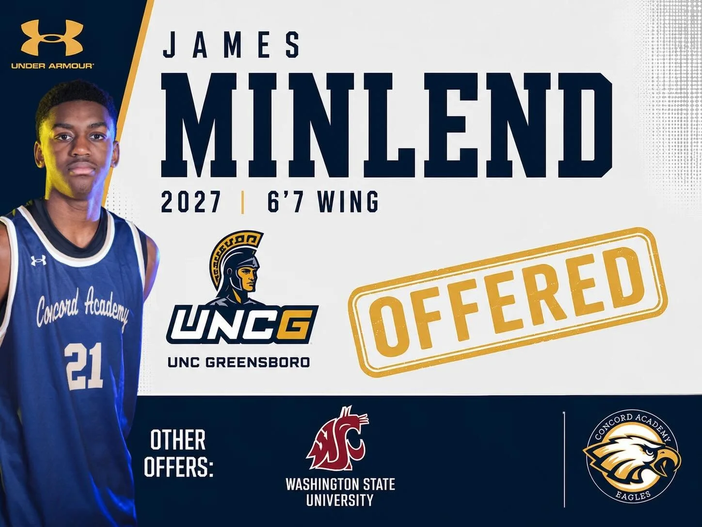 Congratulations to 2027 @jamesminlend on his recent offer from @uncgbasketball ! #EaglesFly