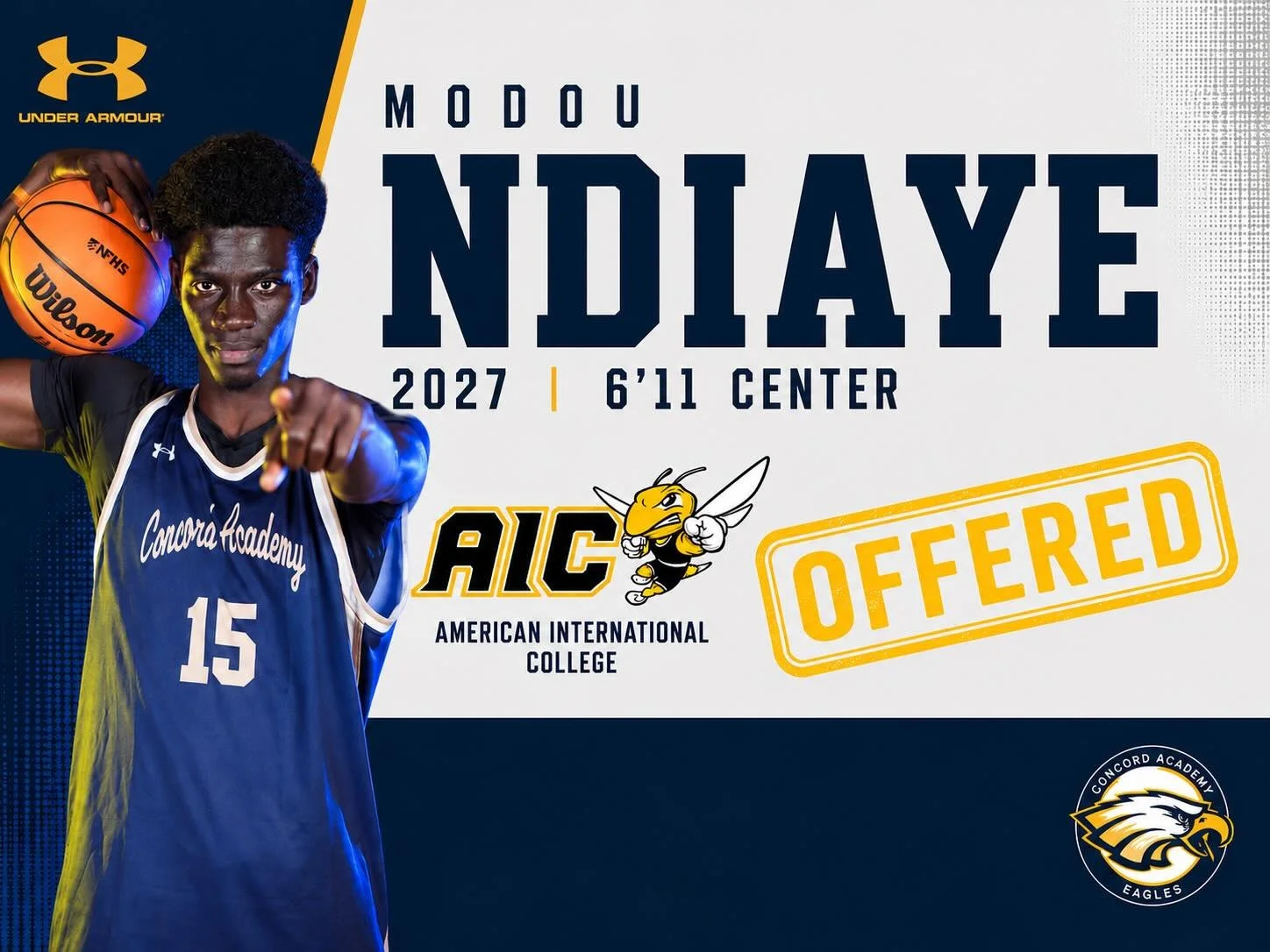 Congratulations to 2027 @modou_ndiaye15 on his recent offer from @aic_mbb ! #EaglesFly