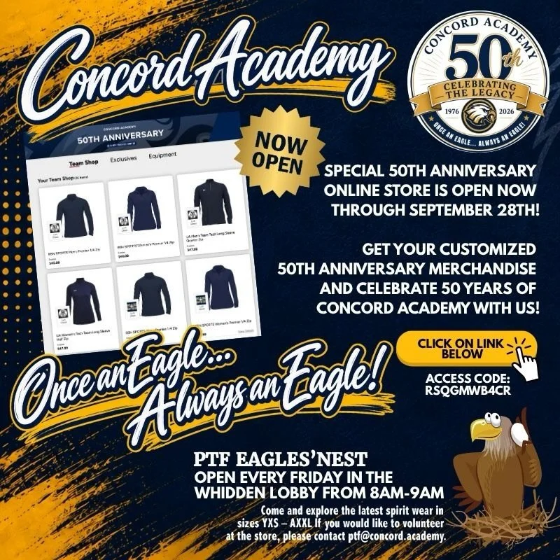 Hey Eagle Family! 🦅 A quick reminder that the special online 50th Anniversary Store closes in just FIVE days!

Link to order: https://bsnteamsports.com/shop/RSqgmWb4cr

Access code: RSQGMWB4CR