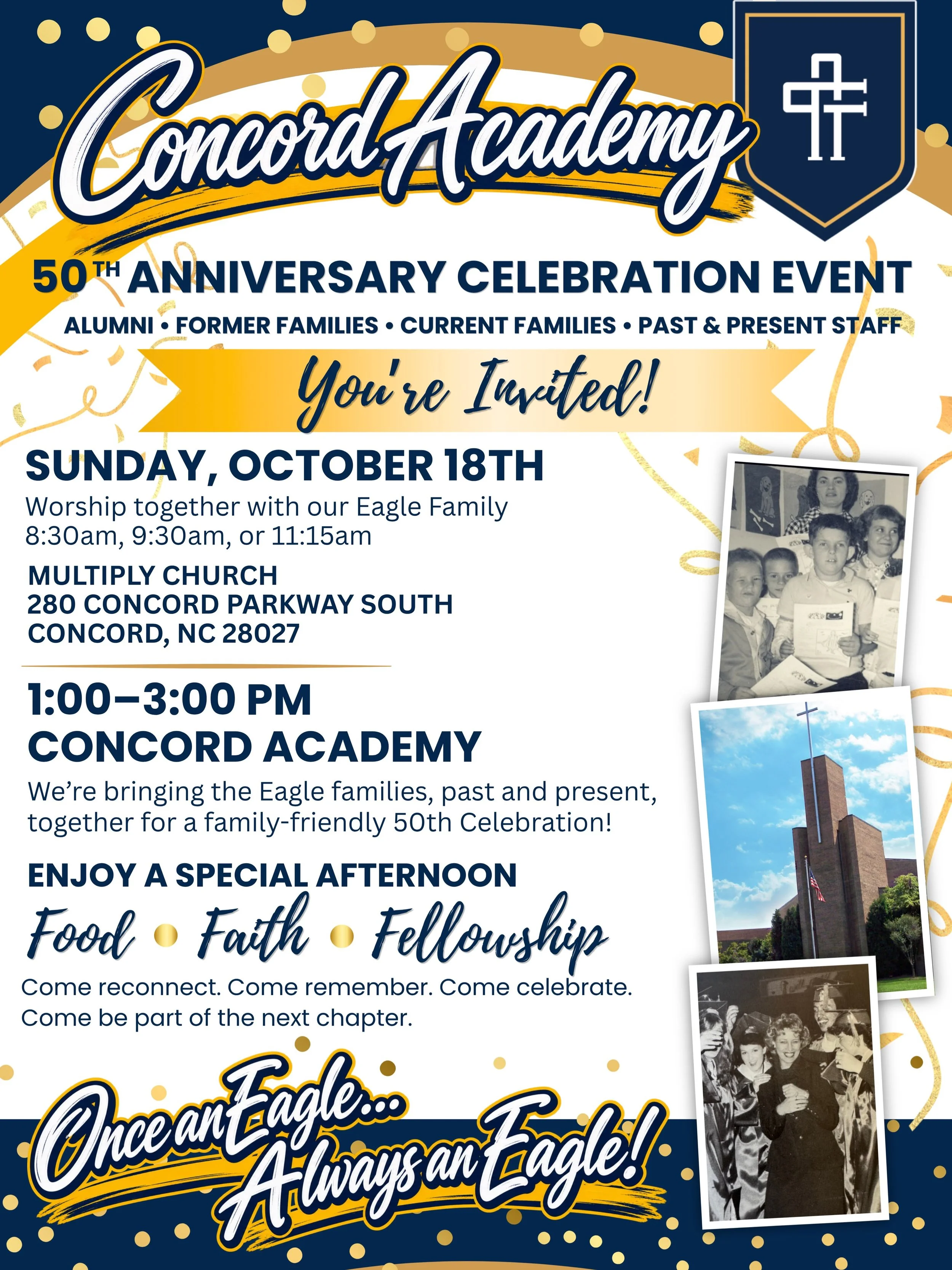 🦅50 YEARS. ONE INCREDIBLE STORY. 

We hope you&rsquo;re making plans to join us Sunday, October 18th, as we celebrate 50 years of God&rsquo;s faithfulness! 

A living, lasting legacy. 

We can&rsquo;t wait to celebrate with you!