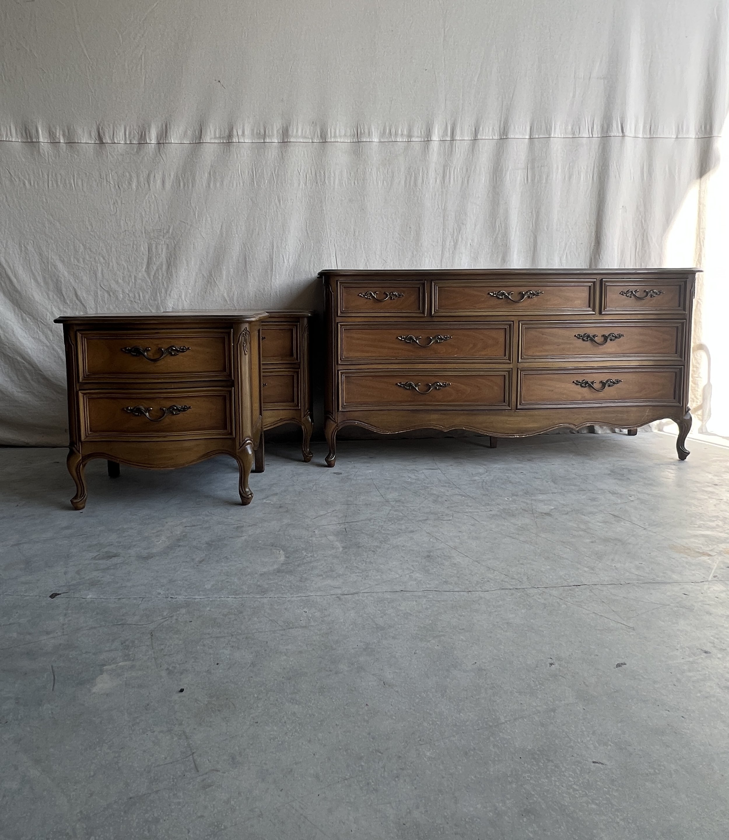 Vintage French Provincial Dresser and Nightstand Set