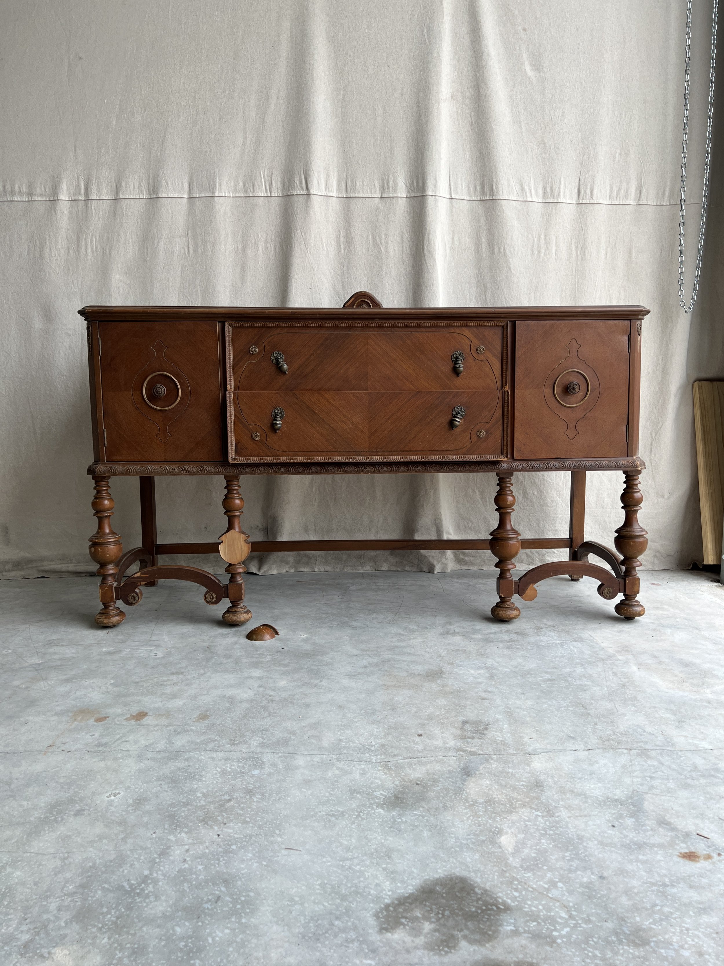 Antique Buffet with Wood Knobs