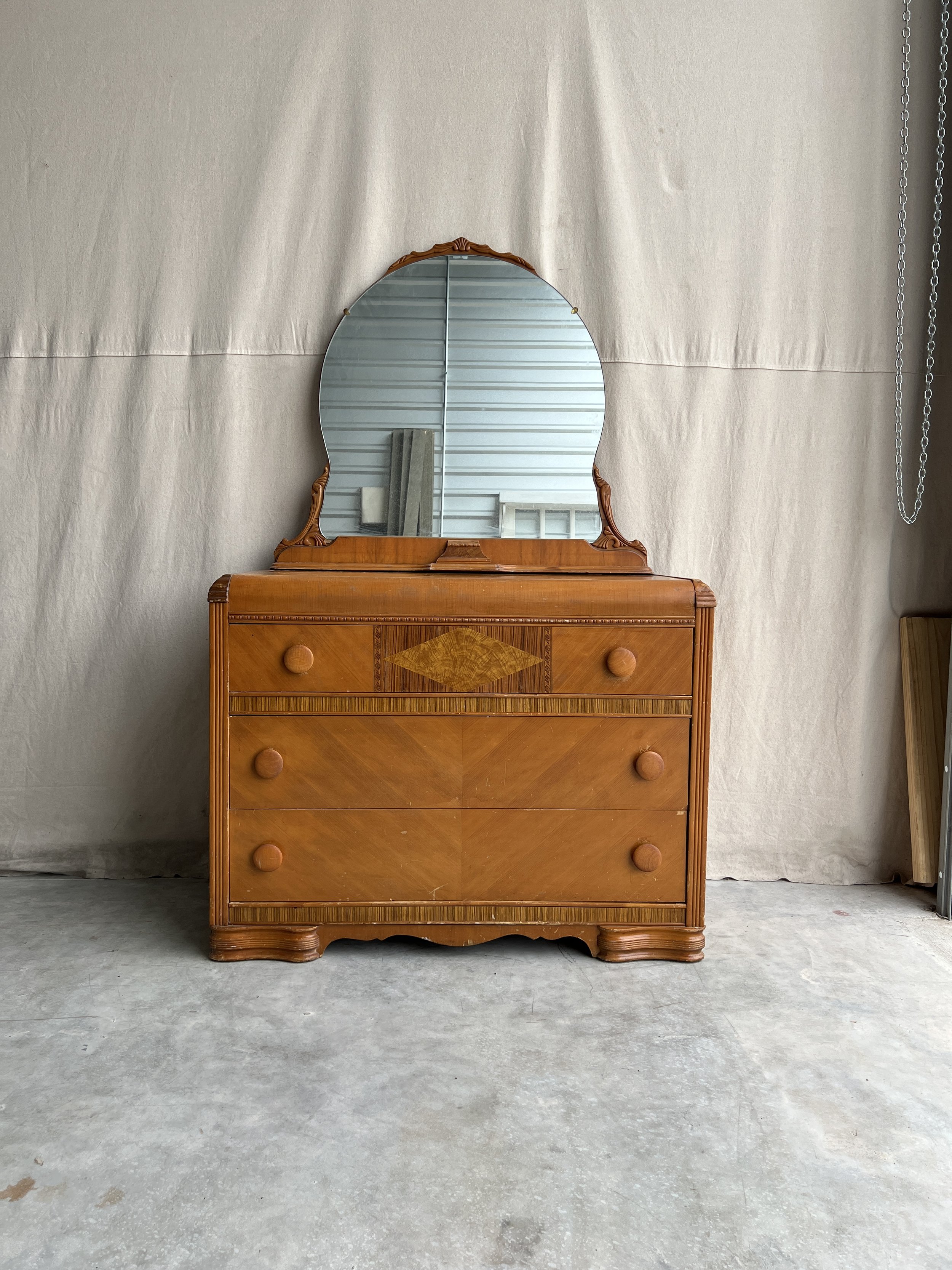 Antique Art Deco Dresser with Mirror