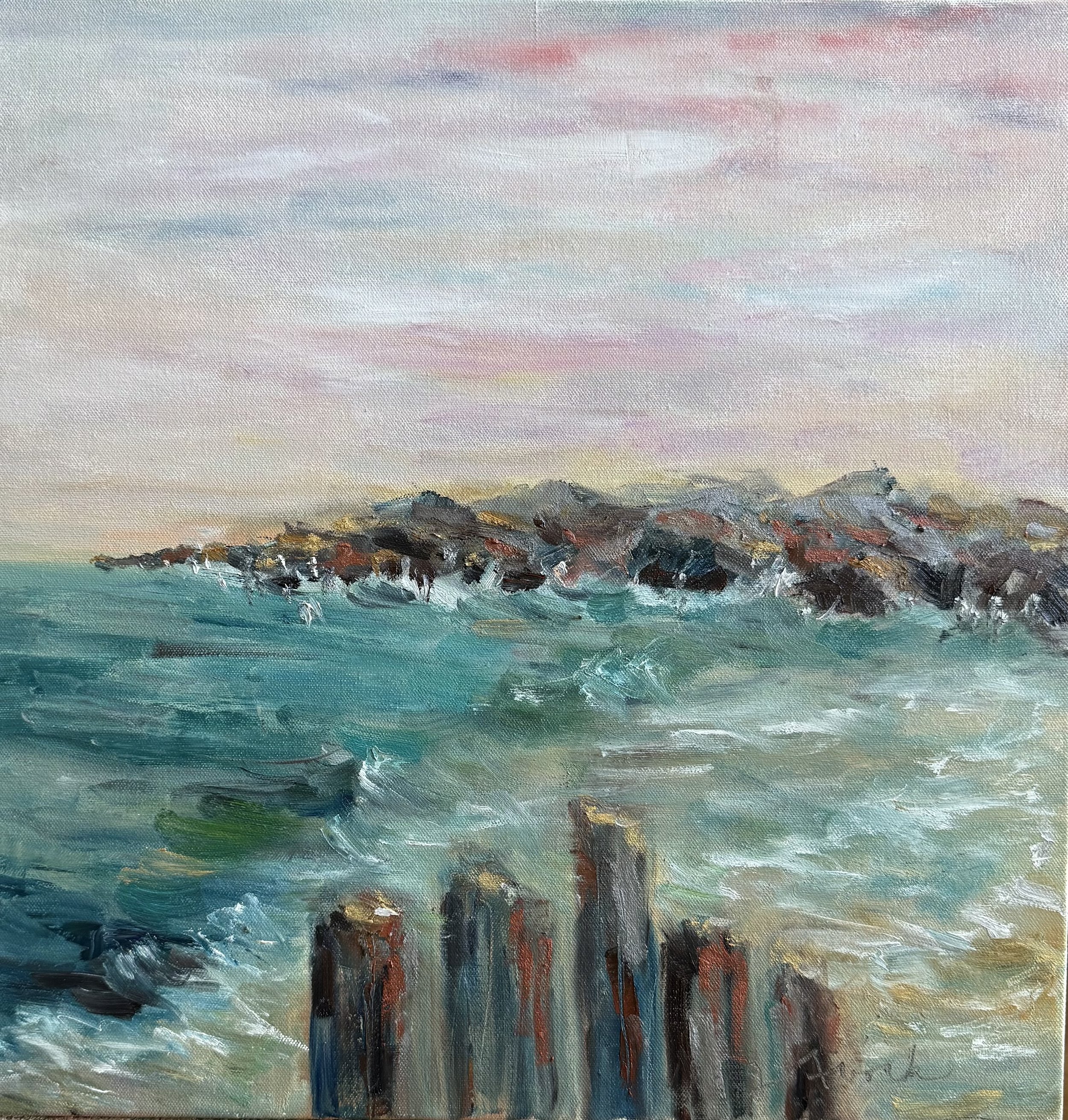 "The Jetty" 20 x 20 inches - Oil on canvas - $300
